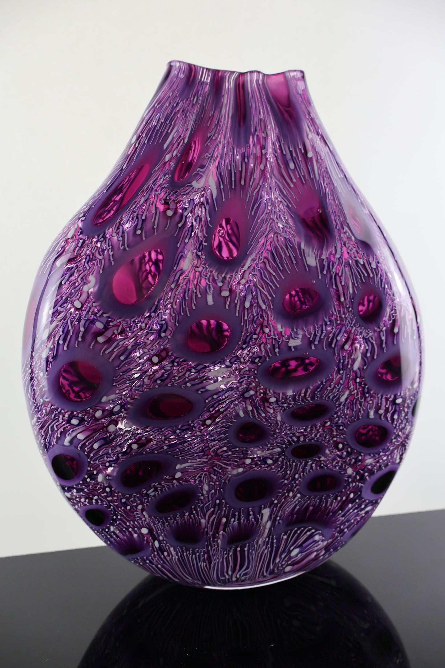Handblown Amethyst Fireworks Murrine Vessel