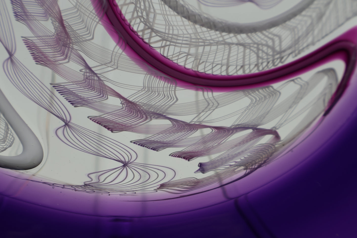 Large Royal Purple and Cane Handblown Glass Rondel Platter