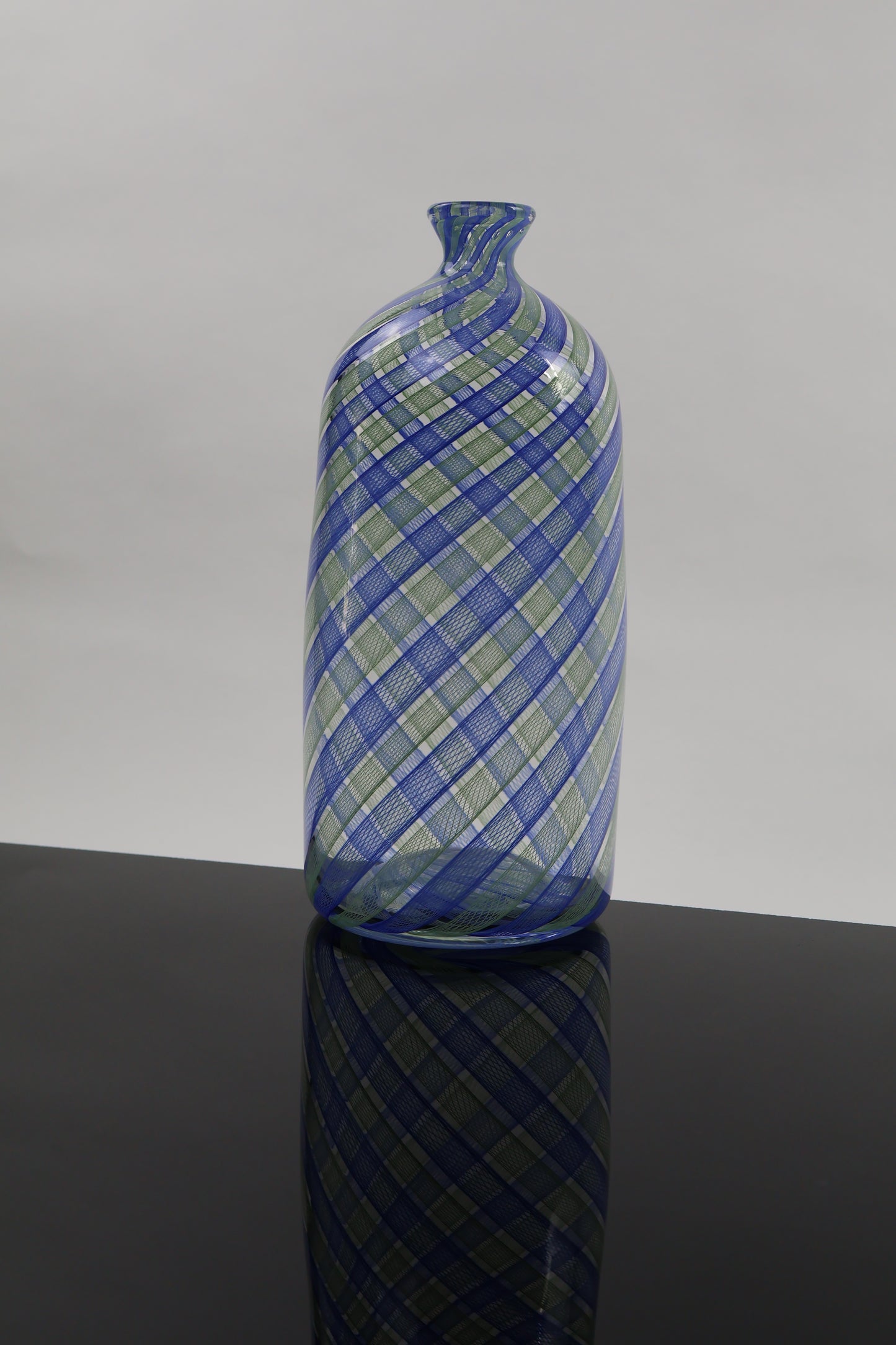 Green and Blue Zanfirico Cane Bottle