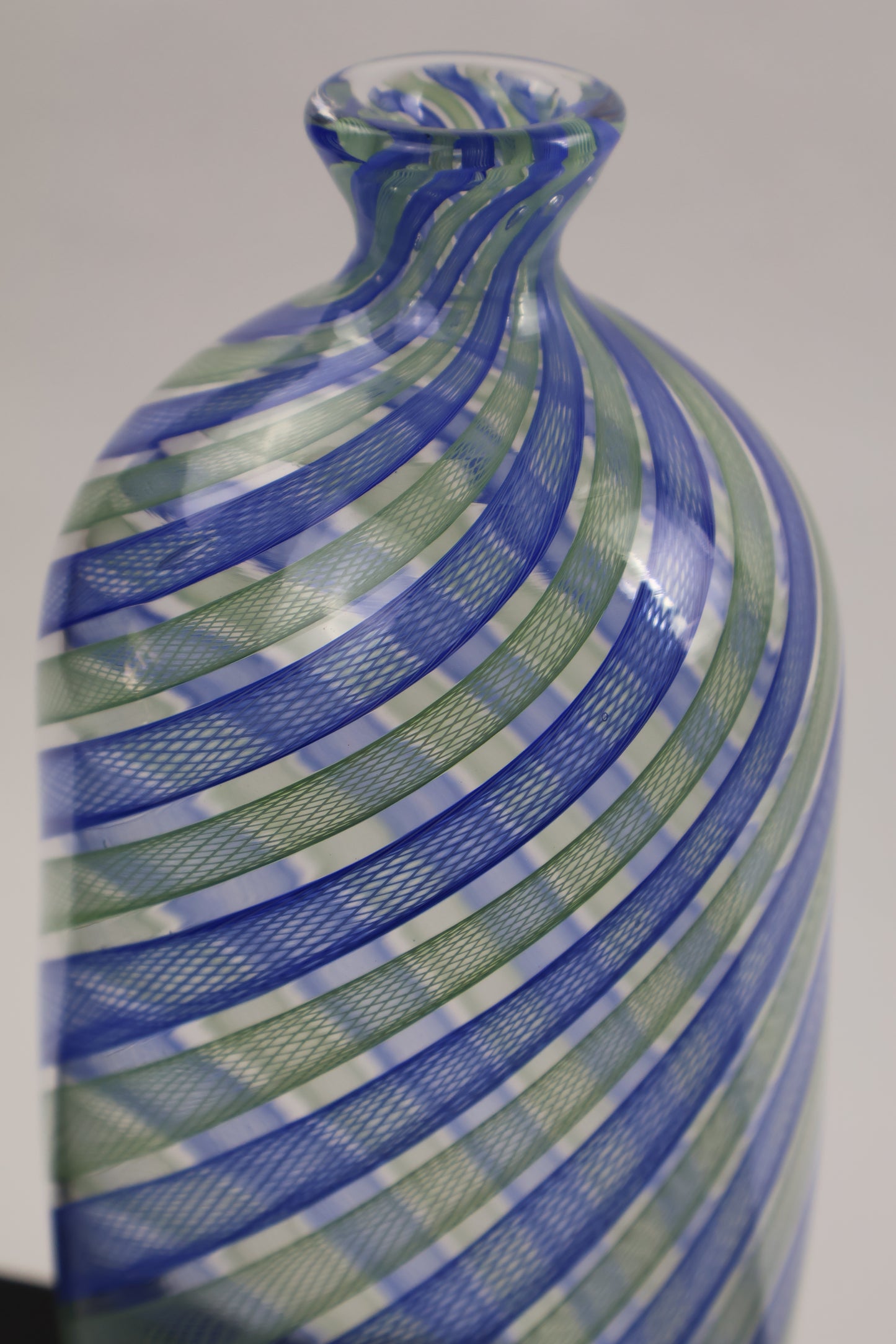 Green and Blue Zanfirico Cane Bottle