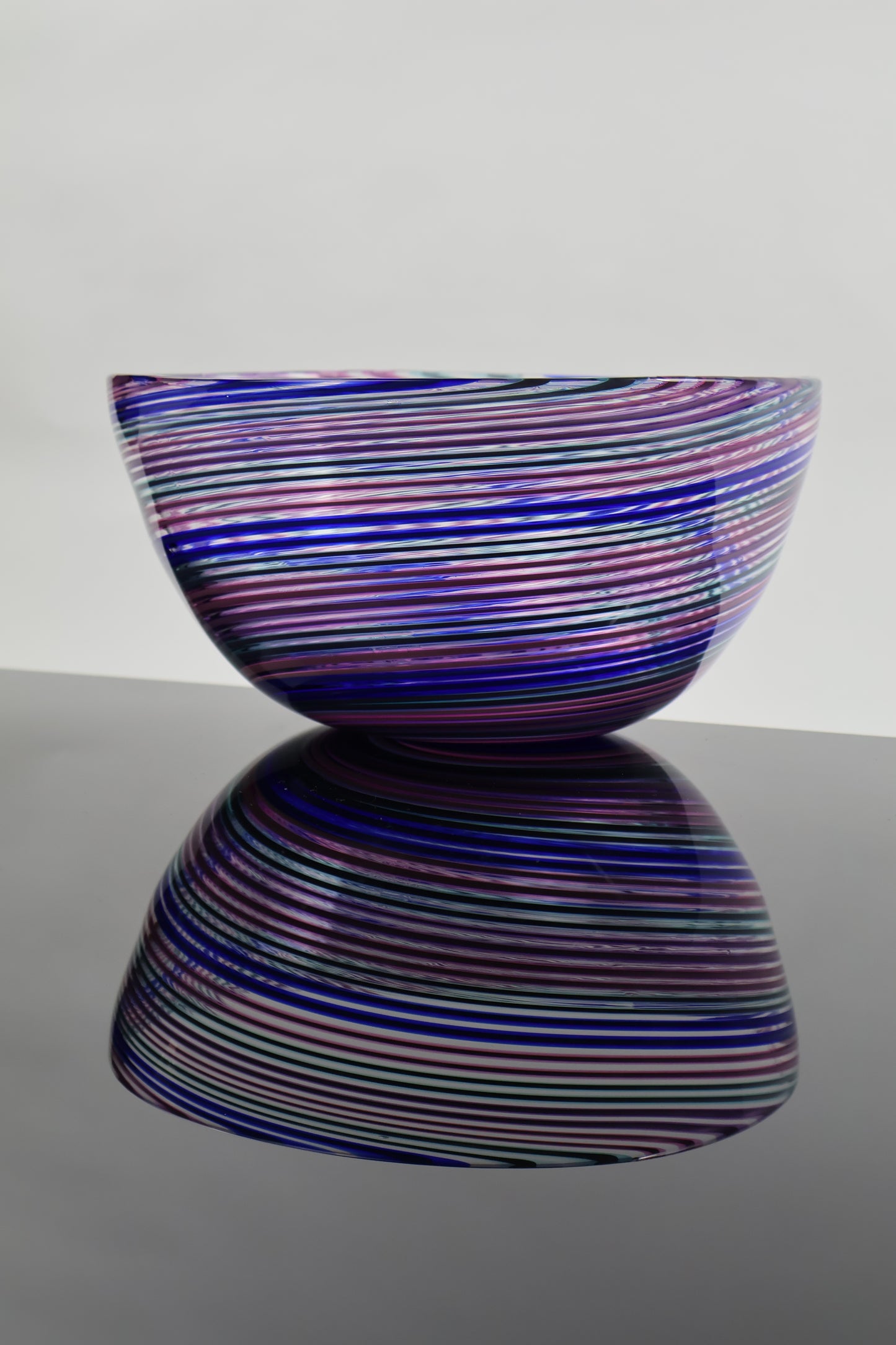 Deep Cool Duel Cane Handmade Spiral Hypnosis Glass Bowl