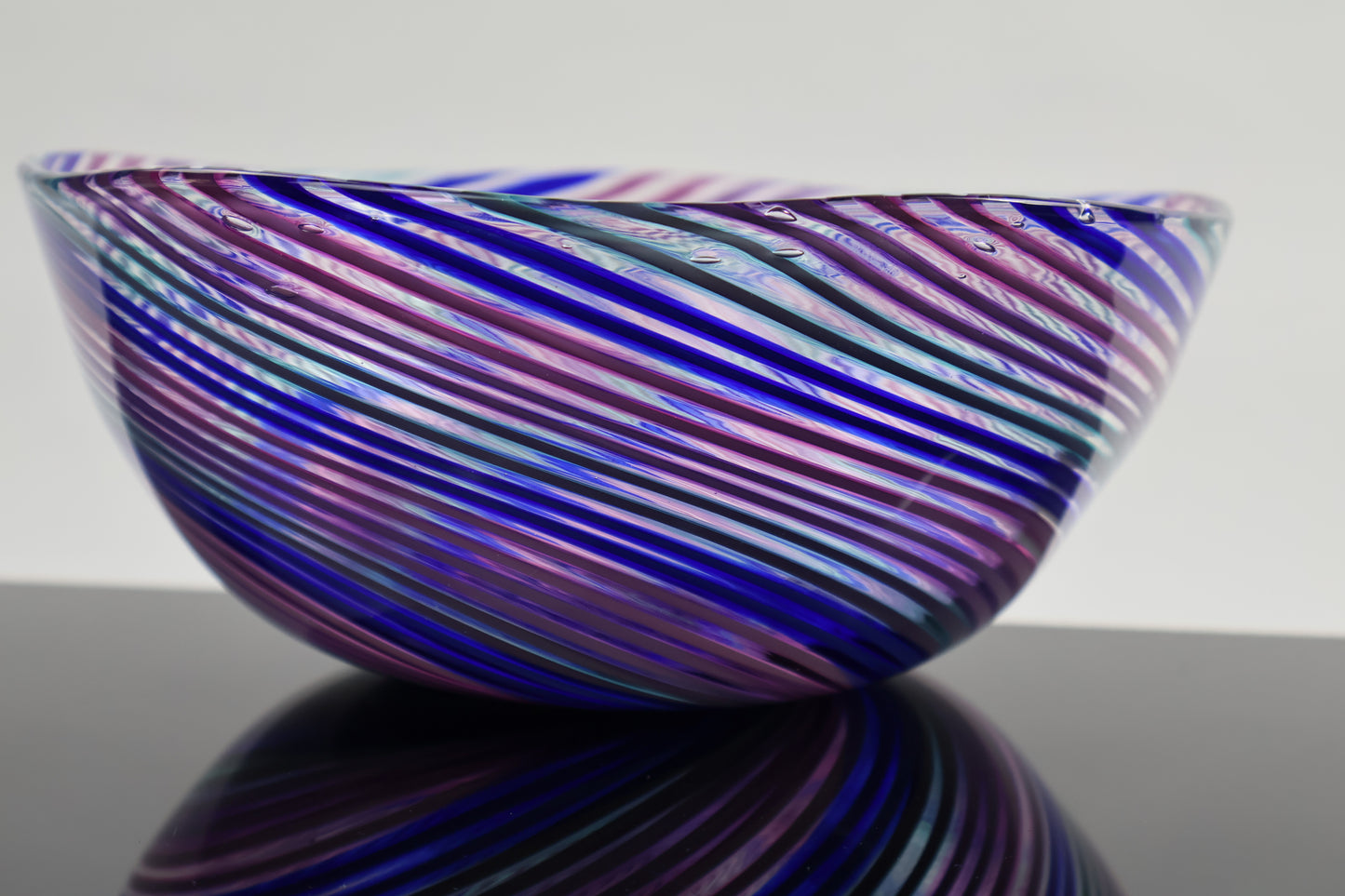 Deep Cool Duel Cane Handmade Spiral Hypnosis Glass Bowl 2
