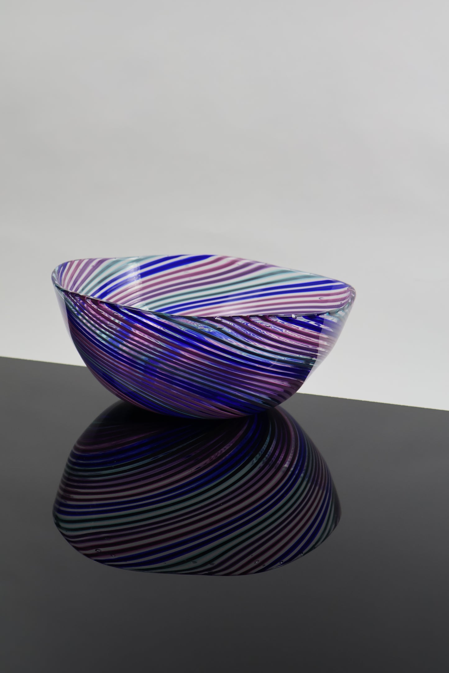 Deep Cool Duel Cane Handmade Spiral Hypnosis Glass Bowl 2