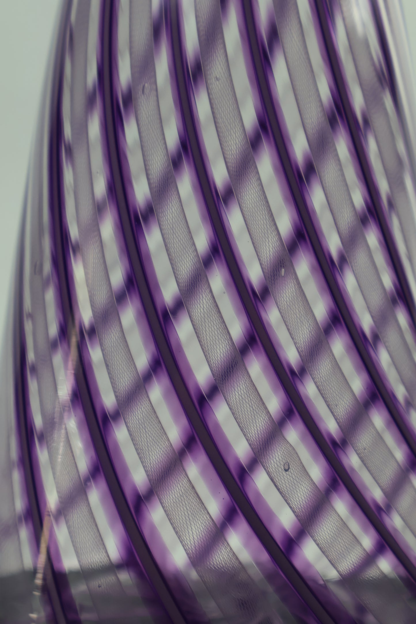 Handblown Veiled and Zanfirico Purple Glass Vase
