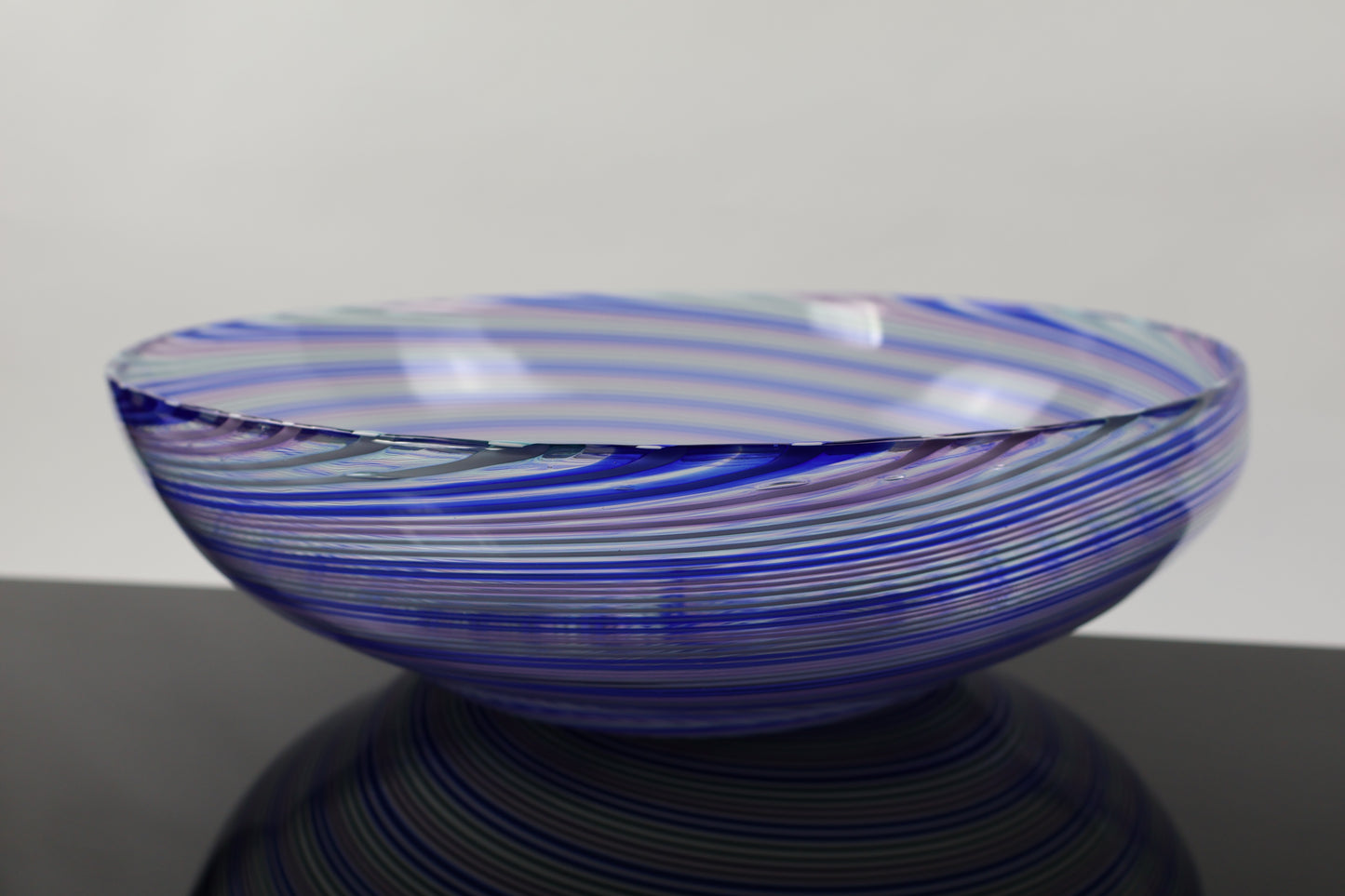 Large Handblown Glass Spiral Hypnosis Bowl