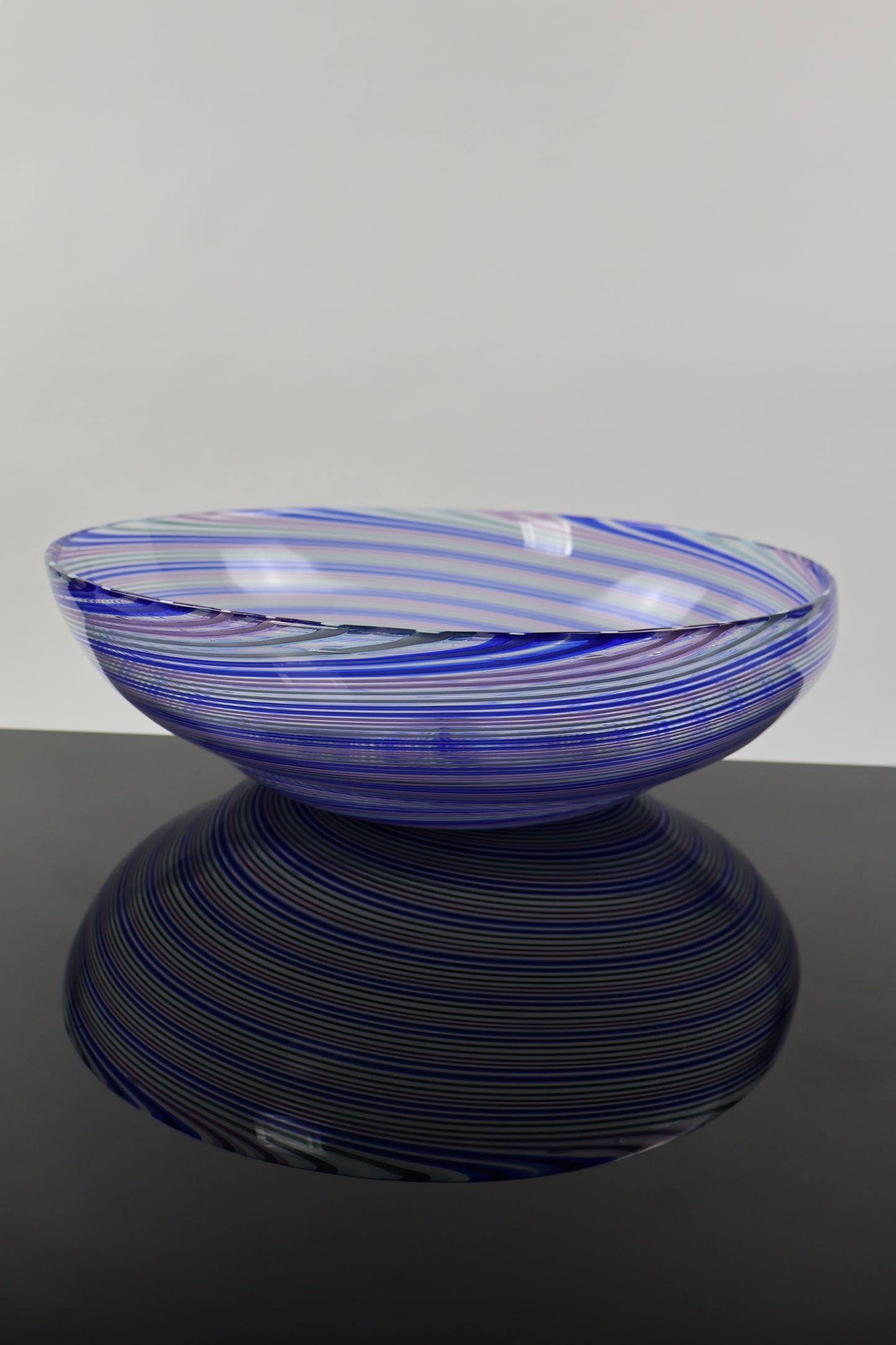 Large Handblown Glass Spiral Hypnosis Bowl