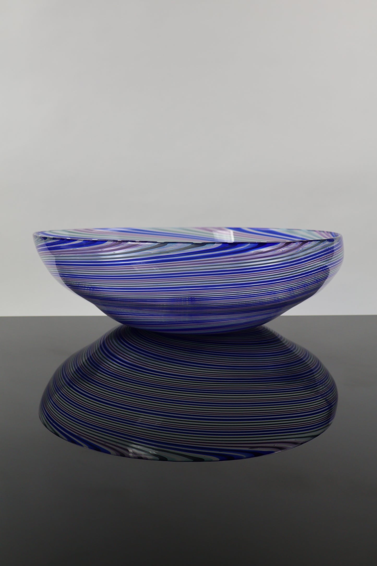 Large Handblown Glass Spiral Hypnosis Bowl