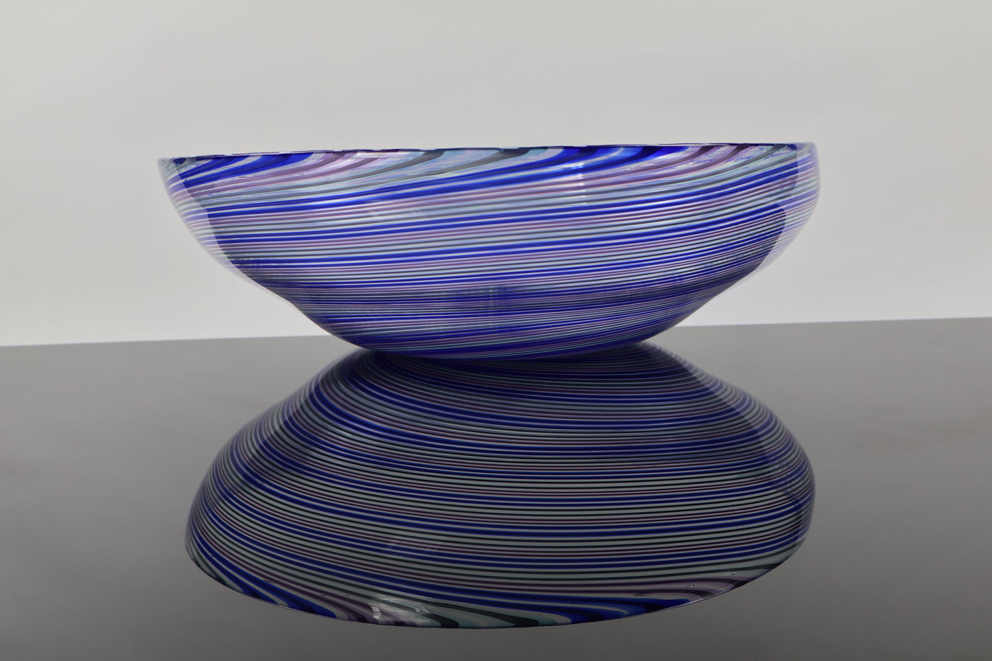 Large Handblown Glass Spiral Hypnosis Bowl