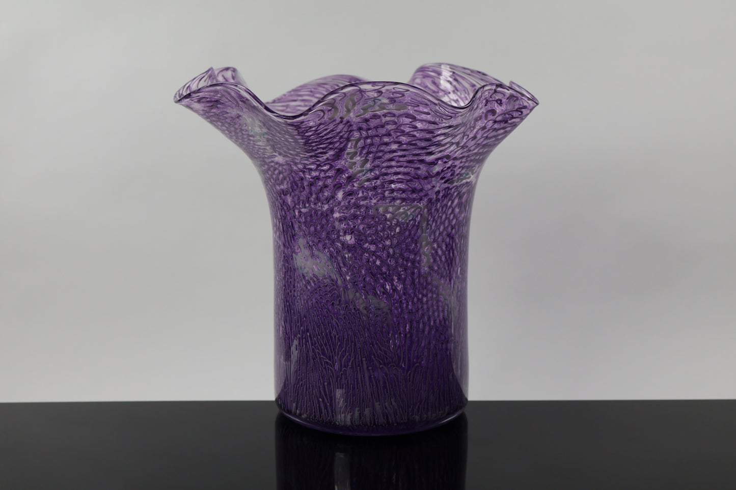 Handblown Glass Murrine Ruffle Vase