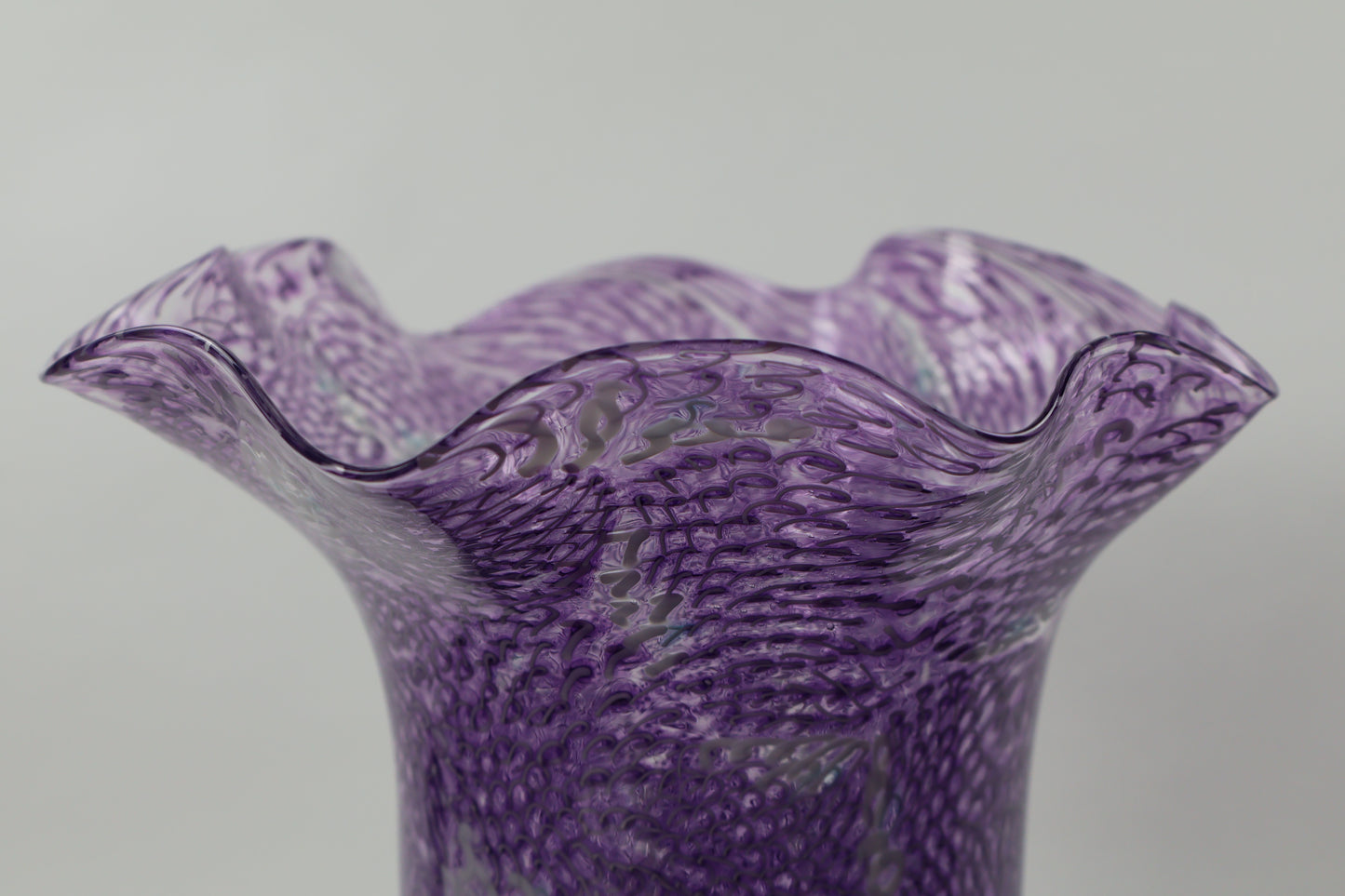 Handblown Glass Murrine Ruffle Vase
