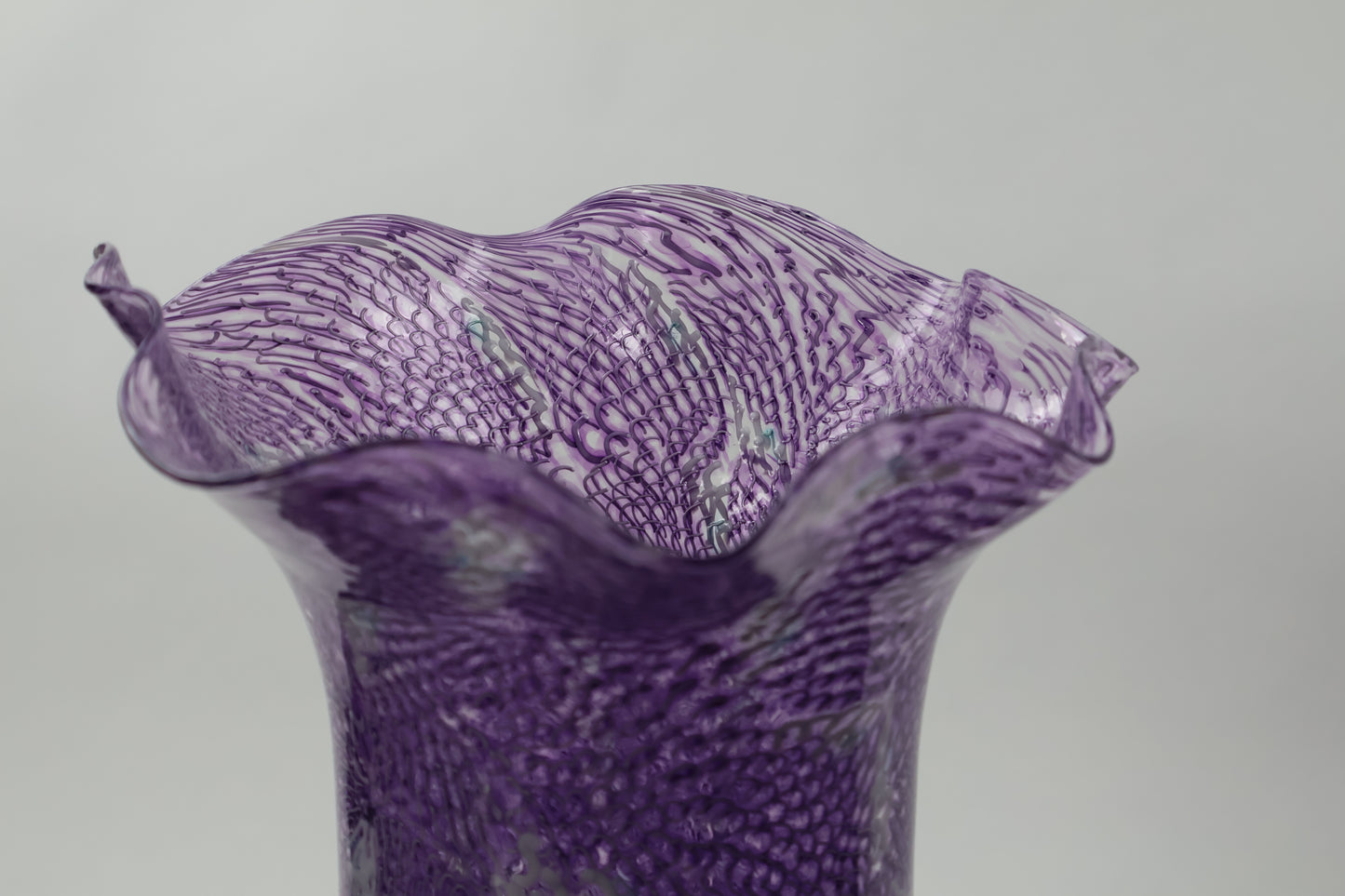 Handblown Glass Murrine Ruffle Vase