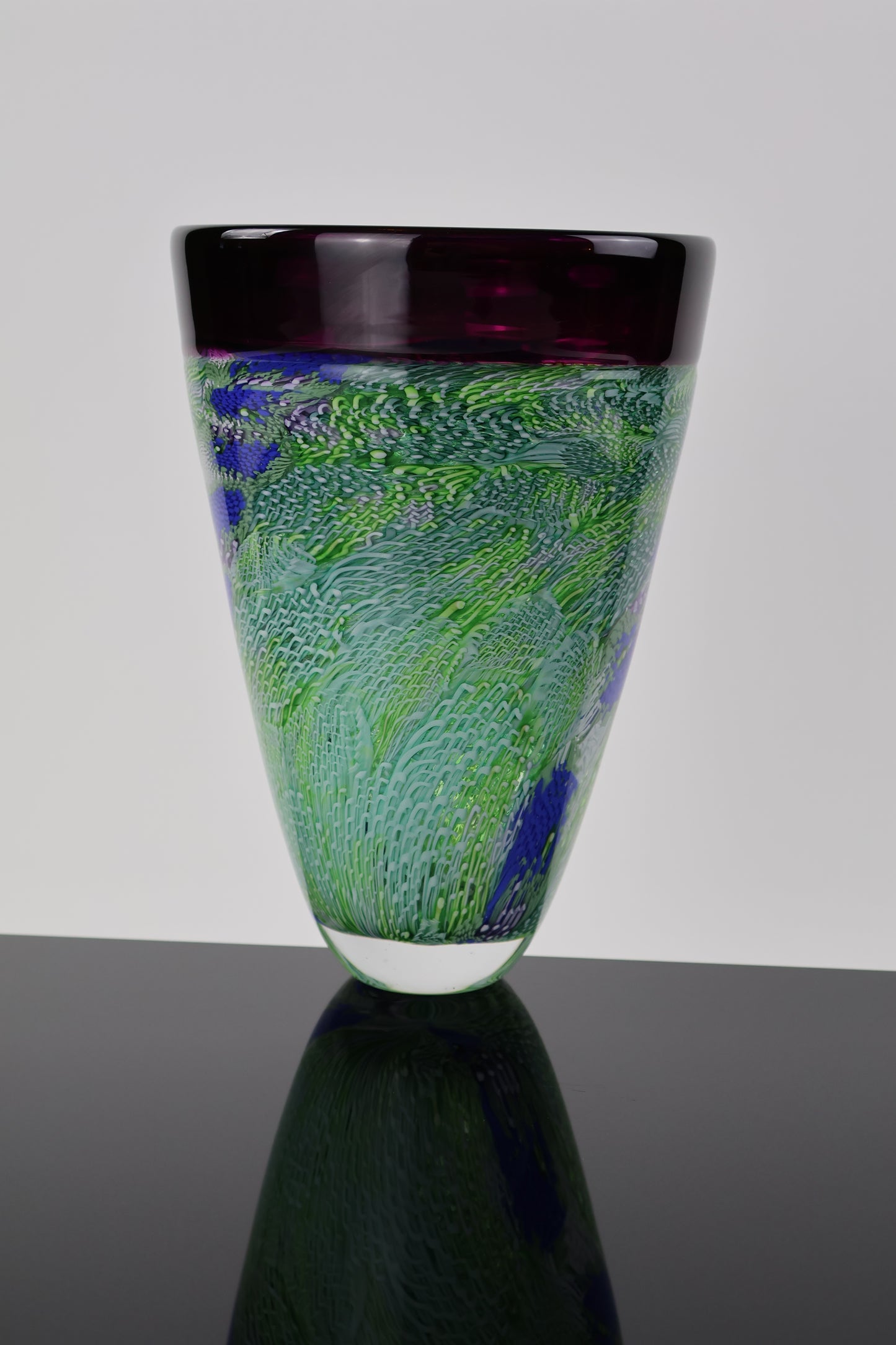 Purple Rim Vase with Flowing Murrine