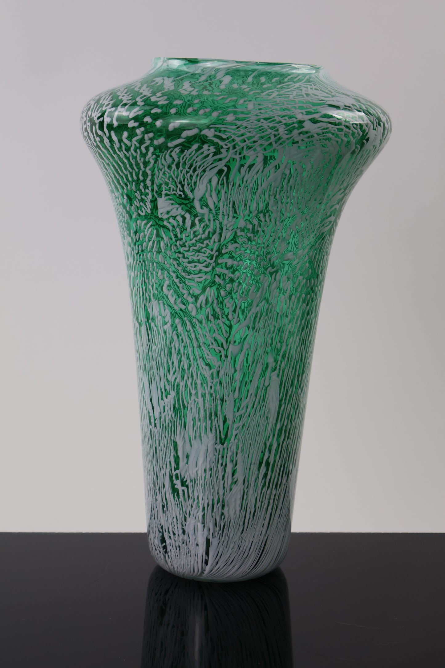 Tall Green Murrine Amphora Vase