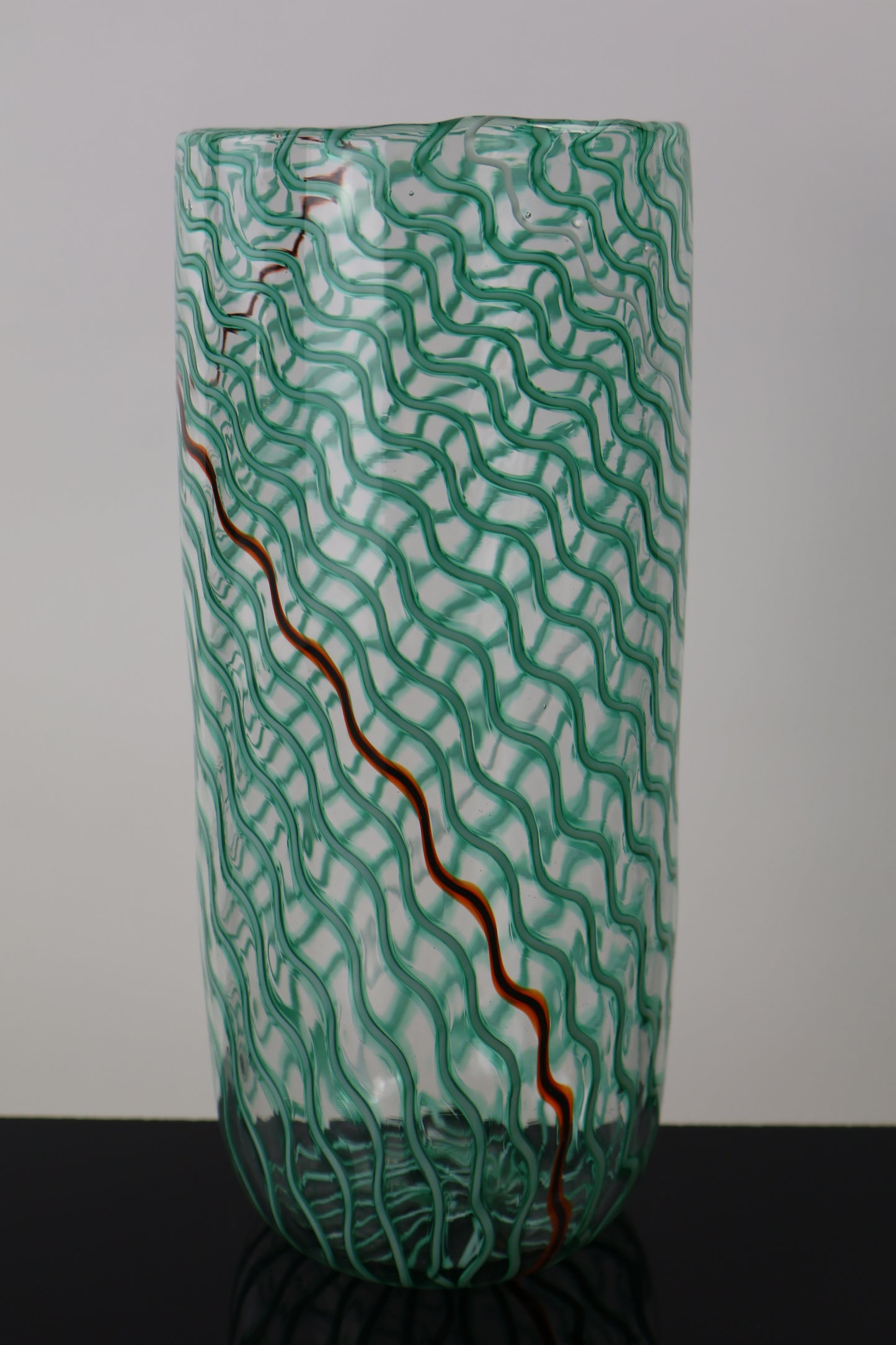 Handblown Green Cane Wavelength Cylinder