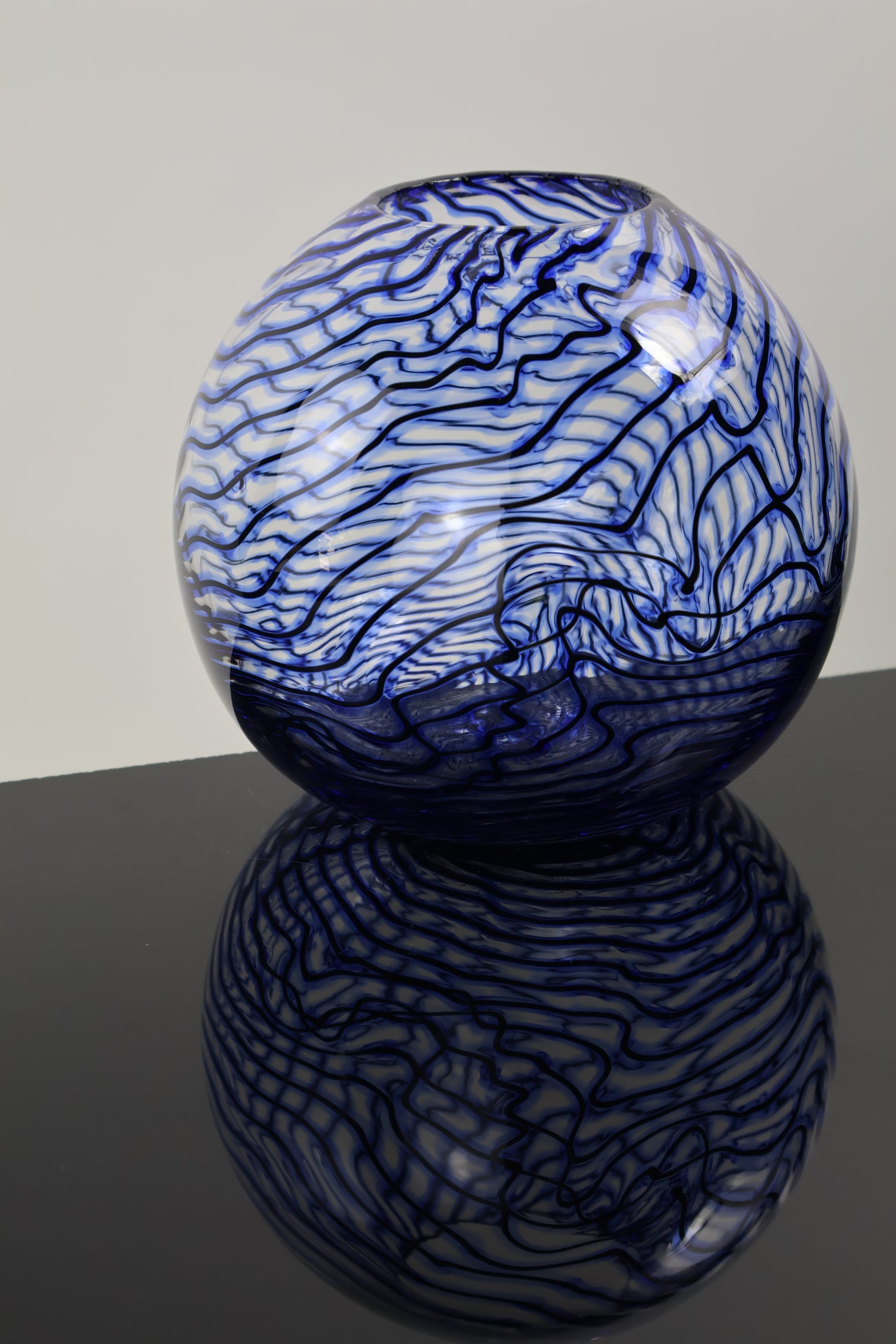 Handblown Blue and Black Chaos Vase 2