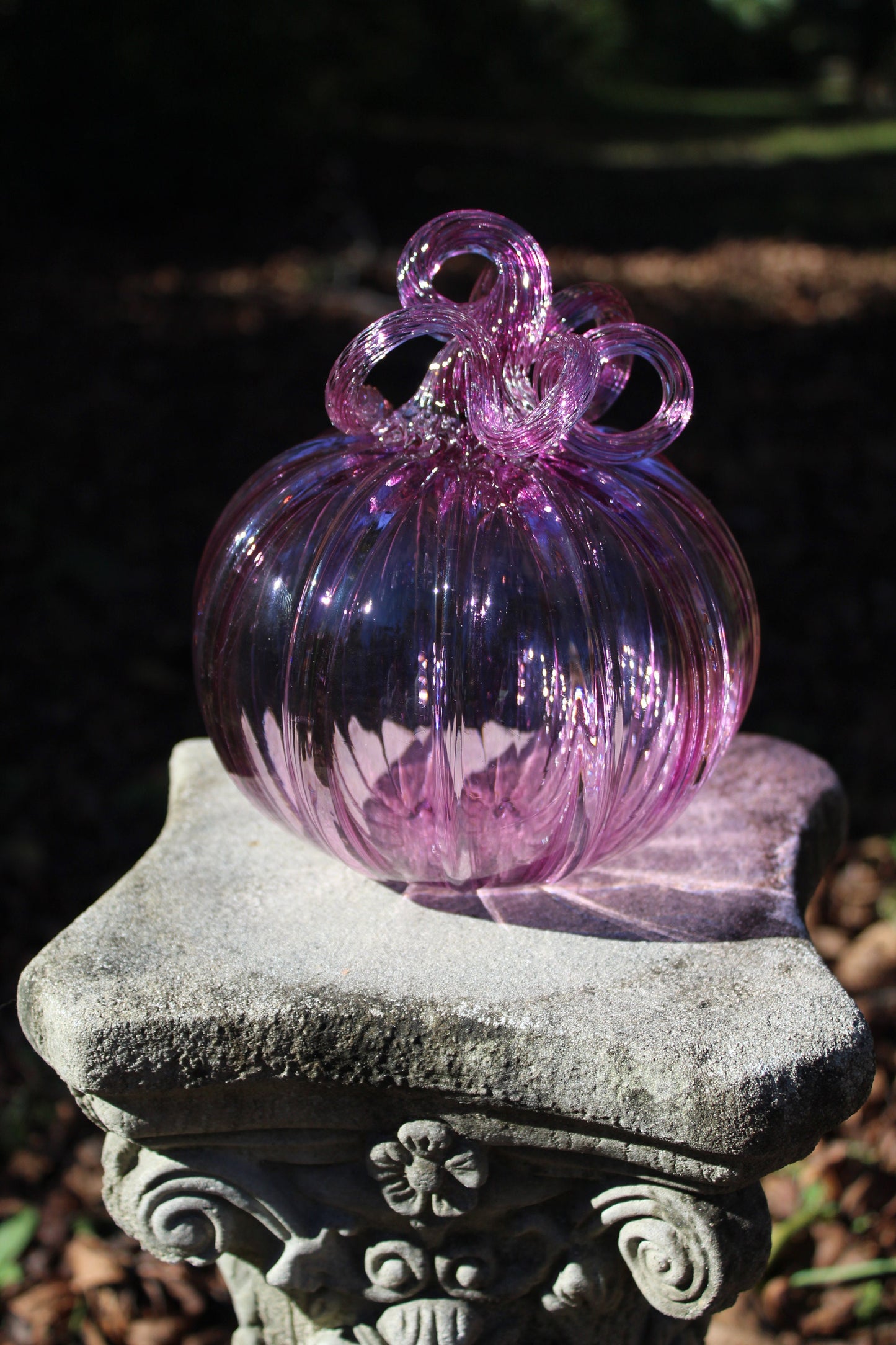Pink Handblown Decorative Glass Pumpkin
