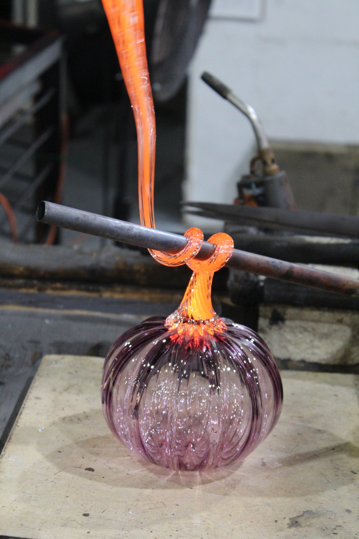 Pink Handblown Decorative Glass Pumpkin