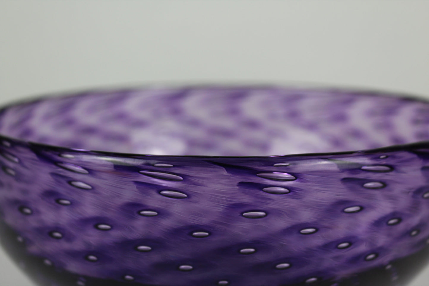 Handblown Royal Amethyst Bubble Glass Bowl