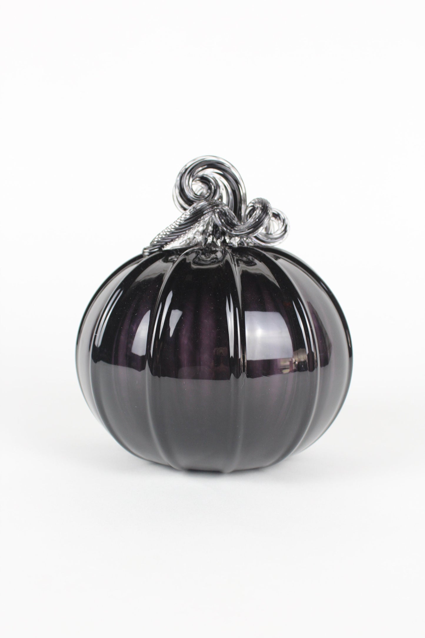 Full Black Handblown Decorative Glass Pumpkin