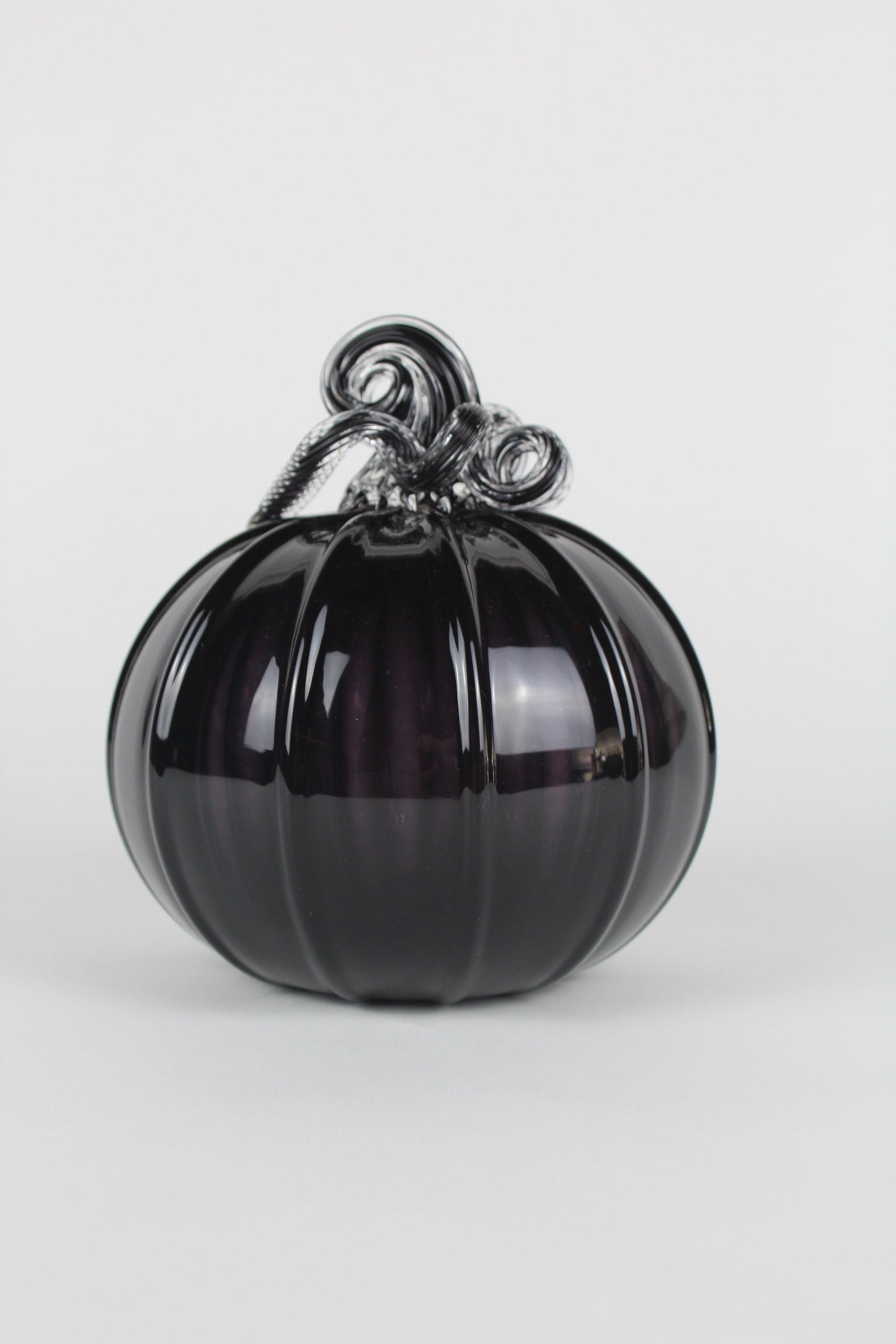 Full Black Handblown Decorative Glass Pumpkin