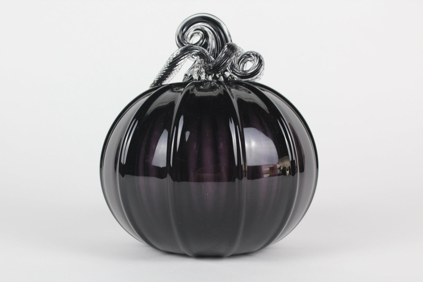 Full Black Handblown Decorative Glass Pumpkin