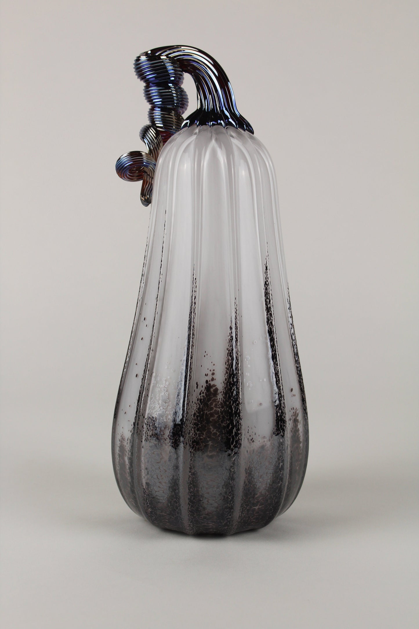 Handblown Black and White Decorative Gourd Pumpkin