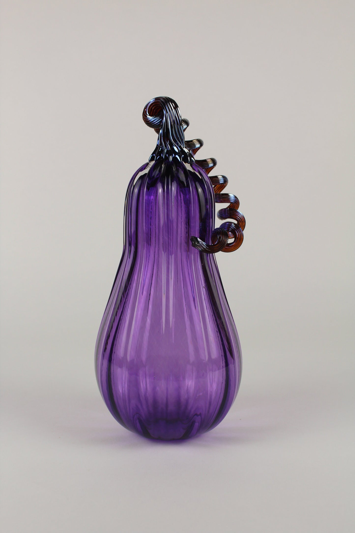 Handblown Purple and Silver Decorative Gourd Pumpkin