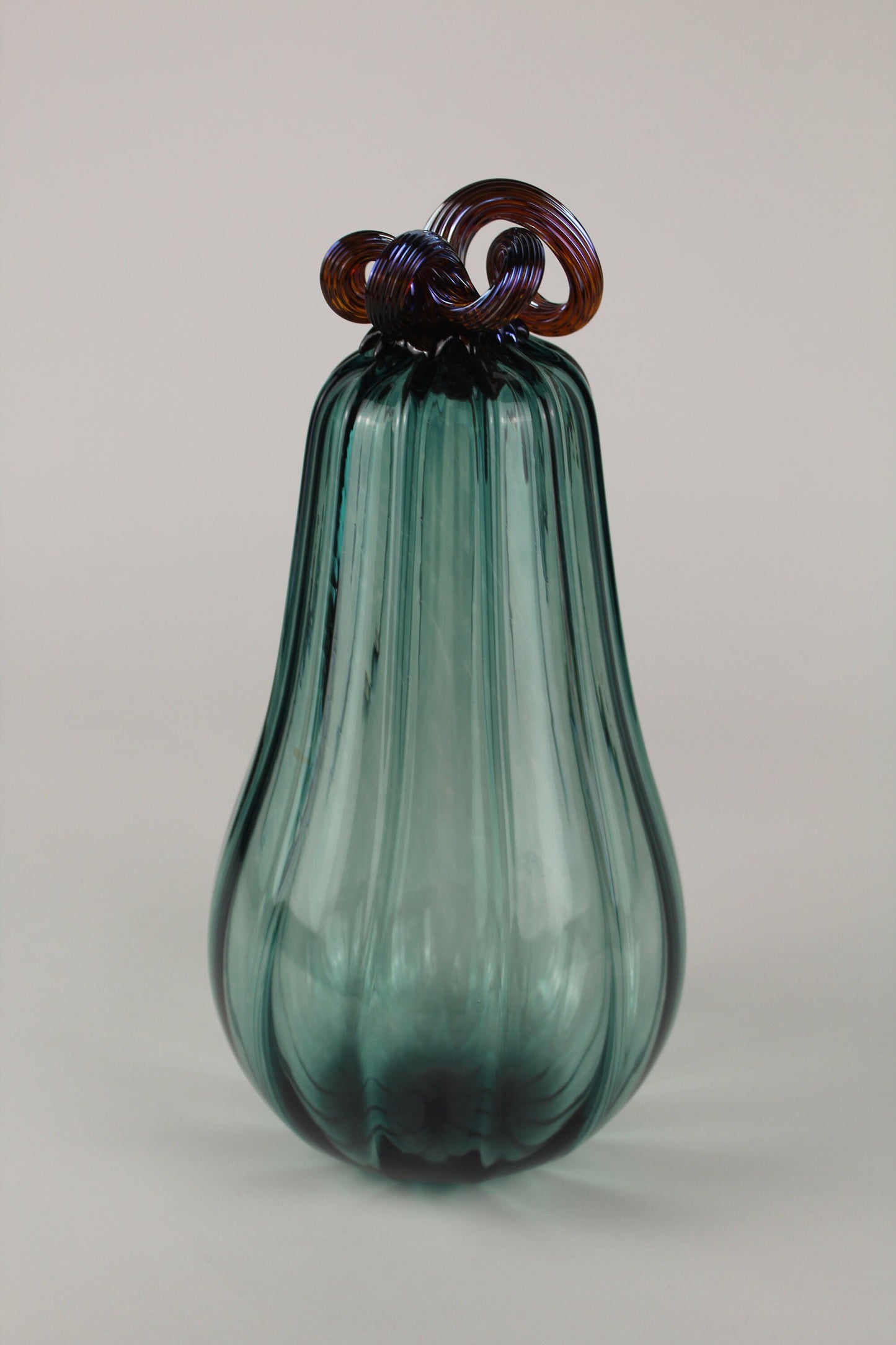 Handblown Green and Silver Decorative Gourd Pumpkin