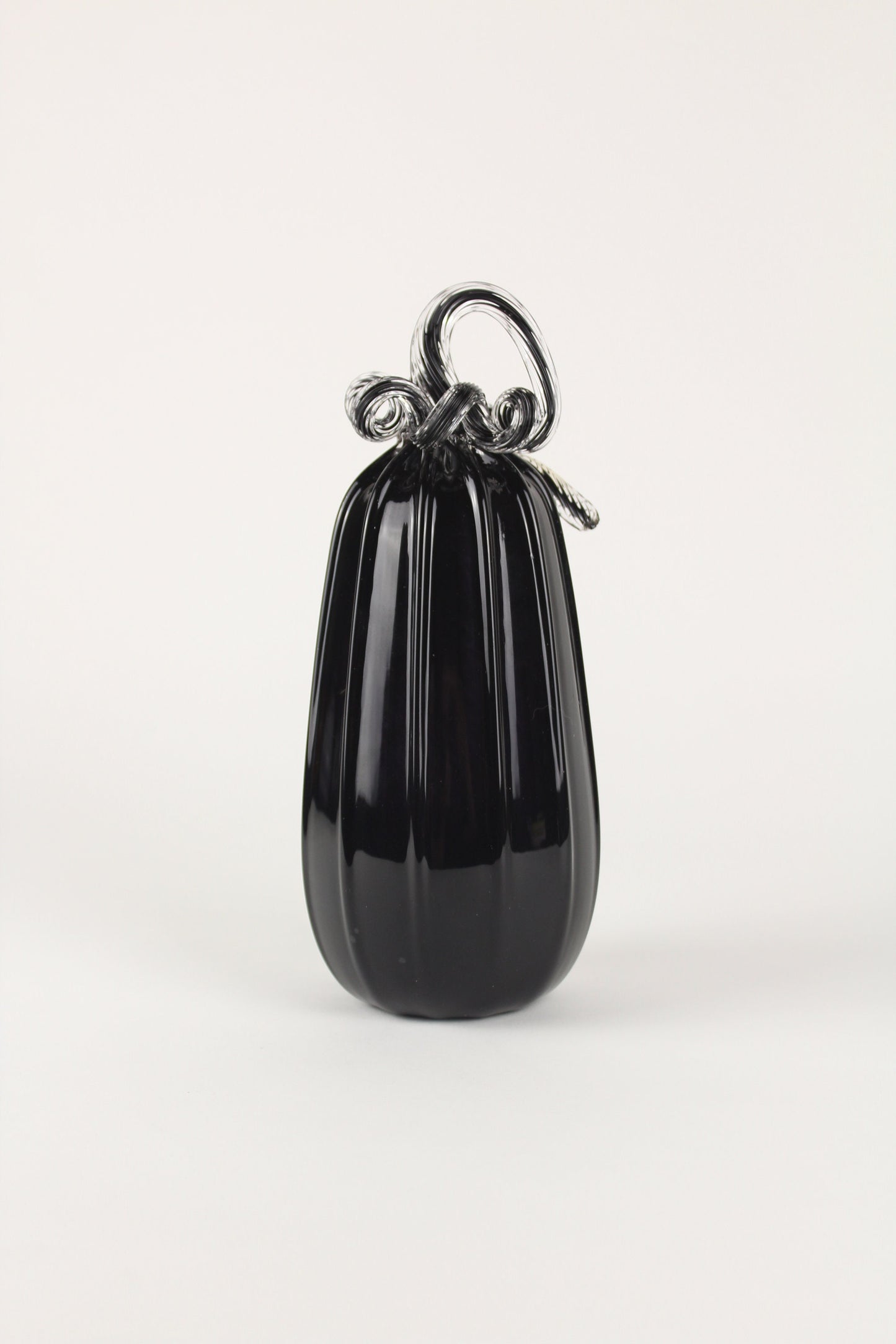 Handblown Full Black Decorative Gourd Pumpkin