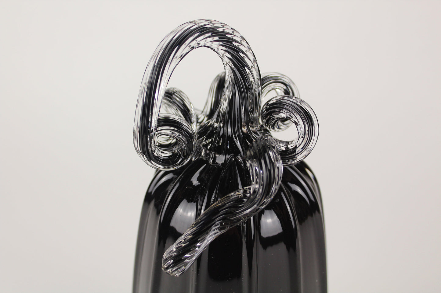 Handblown Full Black Decorative Gourd Pumpkin