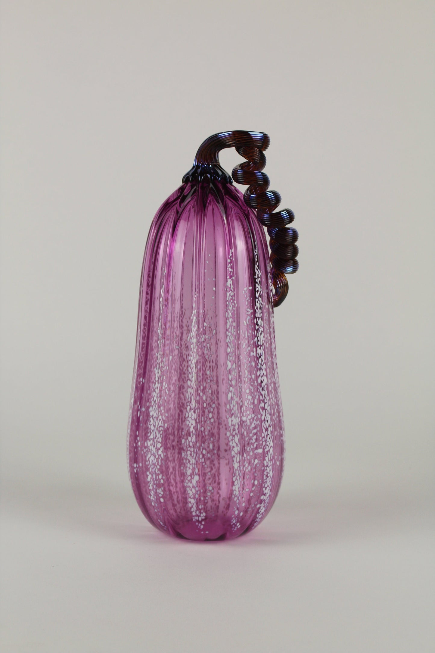 Handblown Pink and White Decorative Gourd Pumpkin