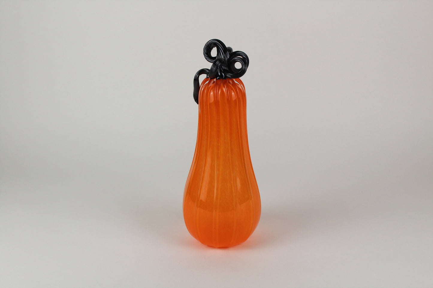 Handblown Orange and Black Decorative Gourd Pumpkin