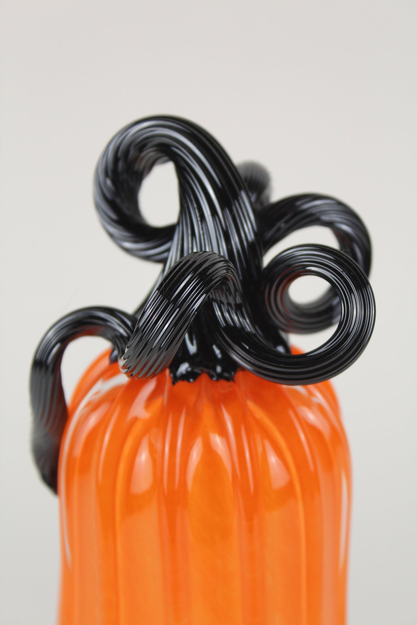 Handblown Orange and Black Decorative Gourd Pumpkin