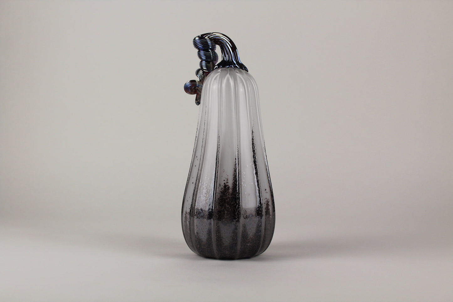 Handblown Black and White Decorative Gourd Pumpkin