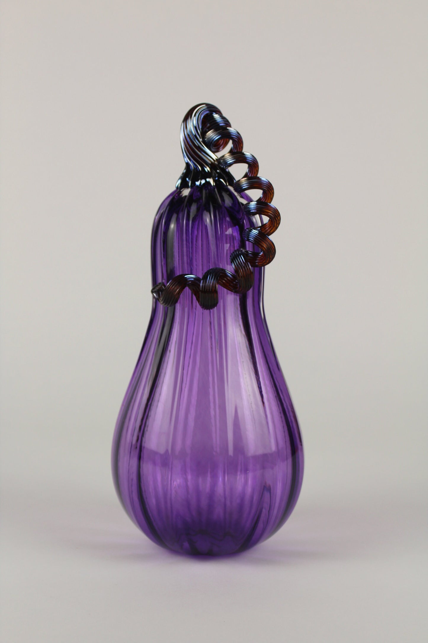 Handblown Purple and Silver Decorative Gourd Pumpkin