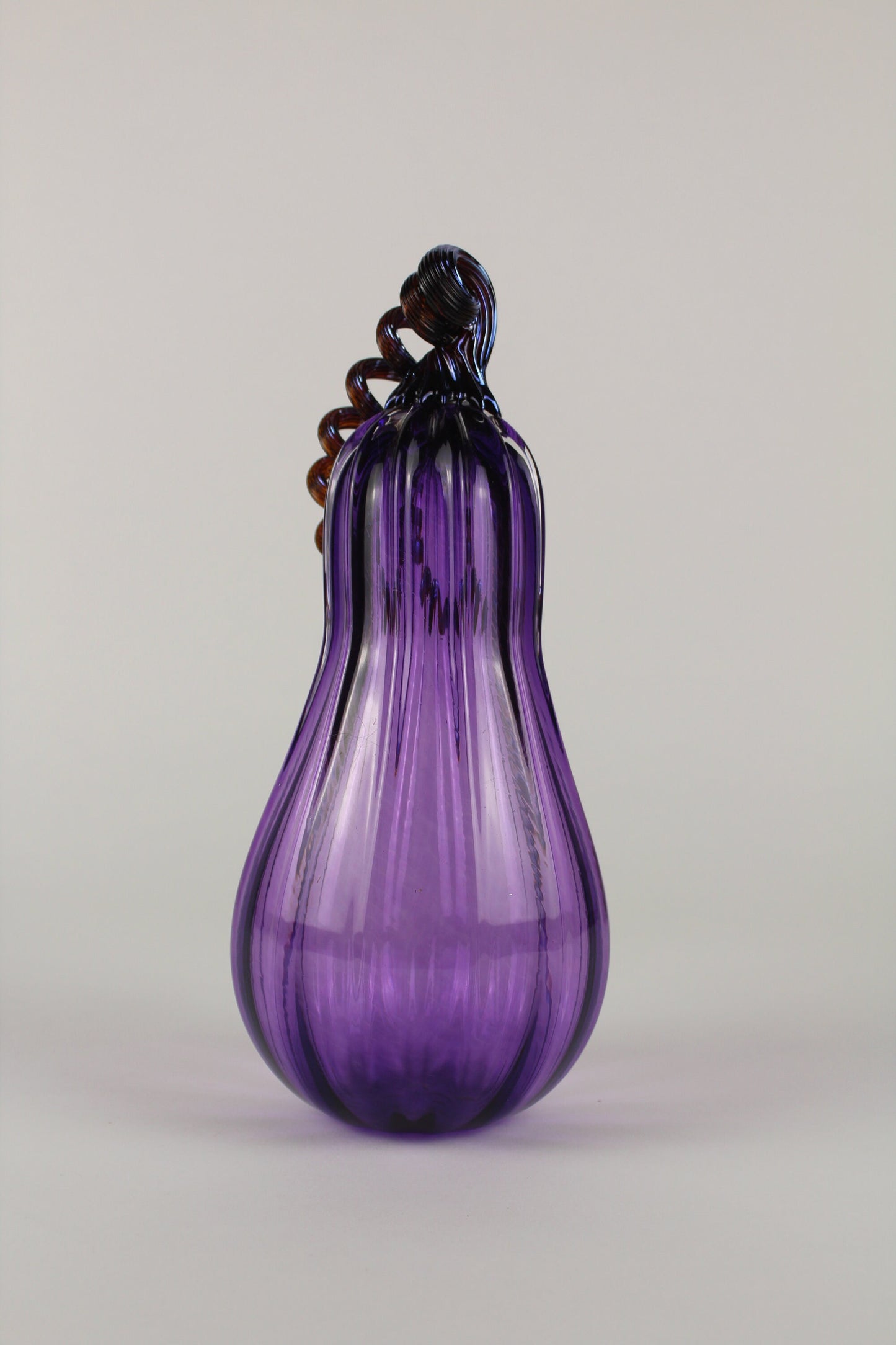 Handblown Purple and Silver Decorative Gourd Pumpkin