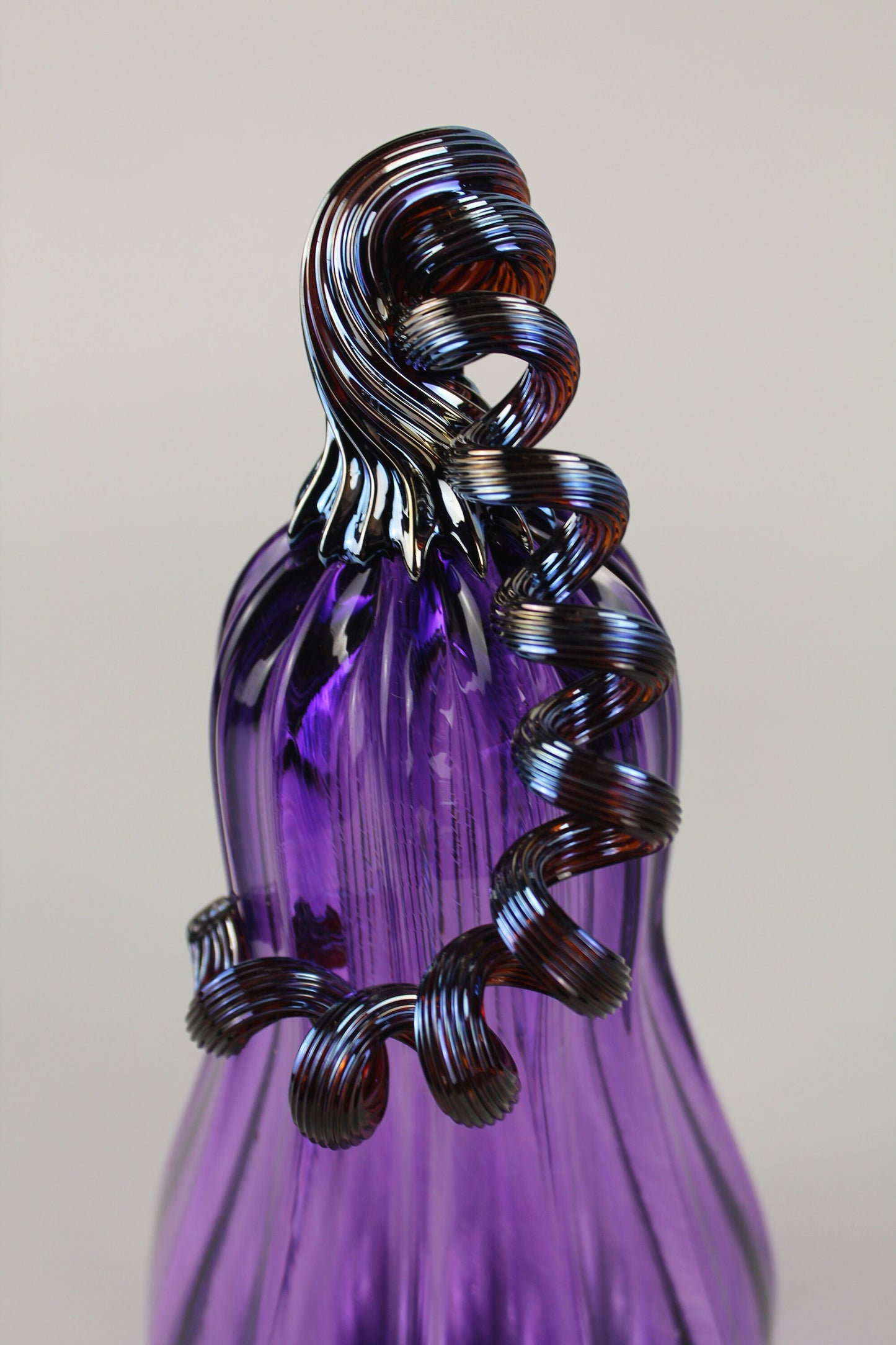 Handblown Purple and Silver Decorative Gourd Pumpkin