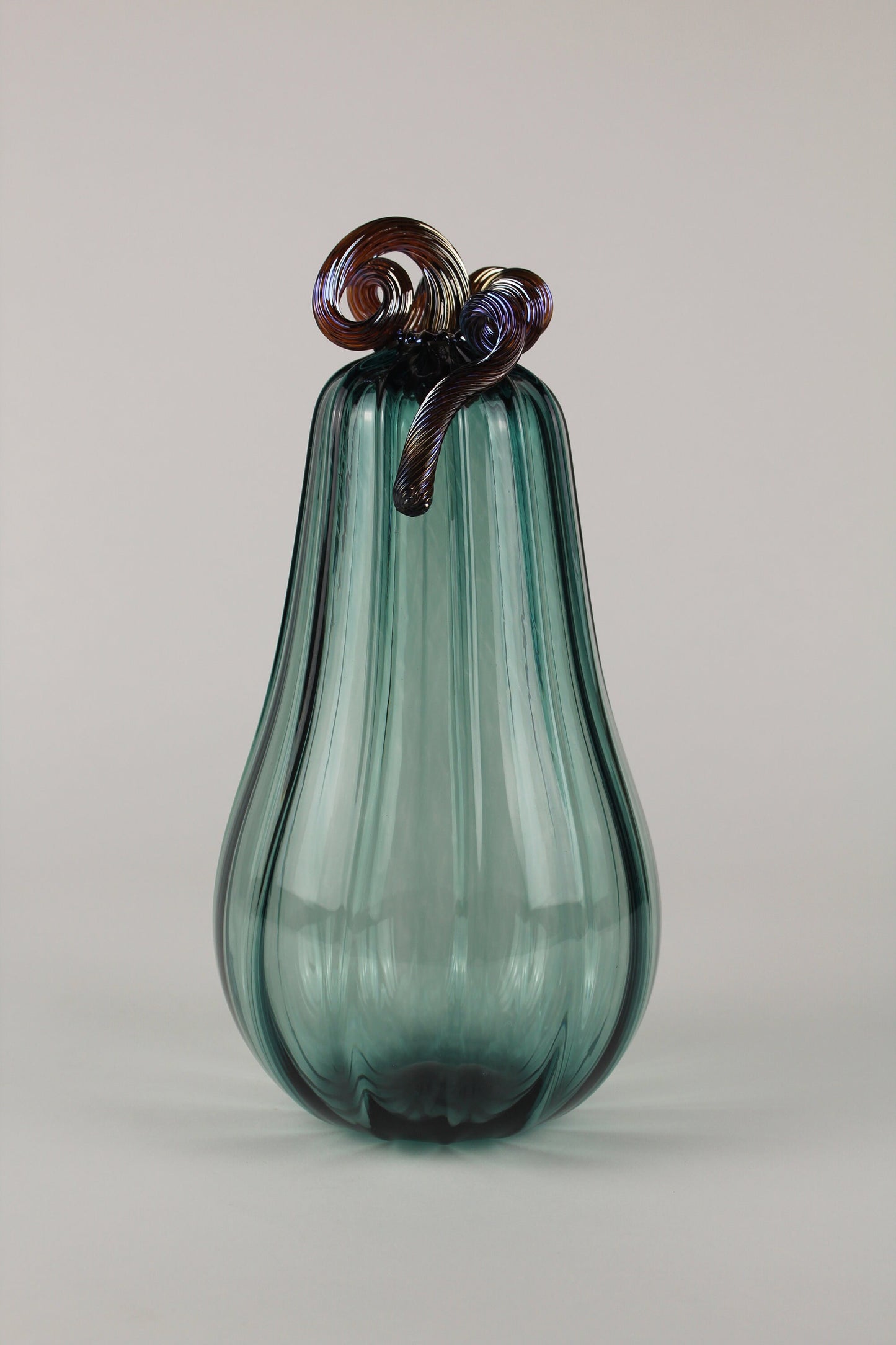 Handblown Green and Silver Decorative Gourd Pumpkin