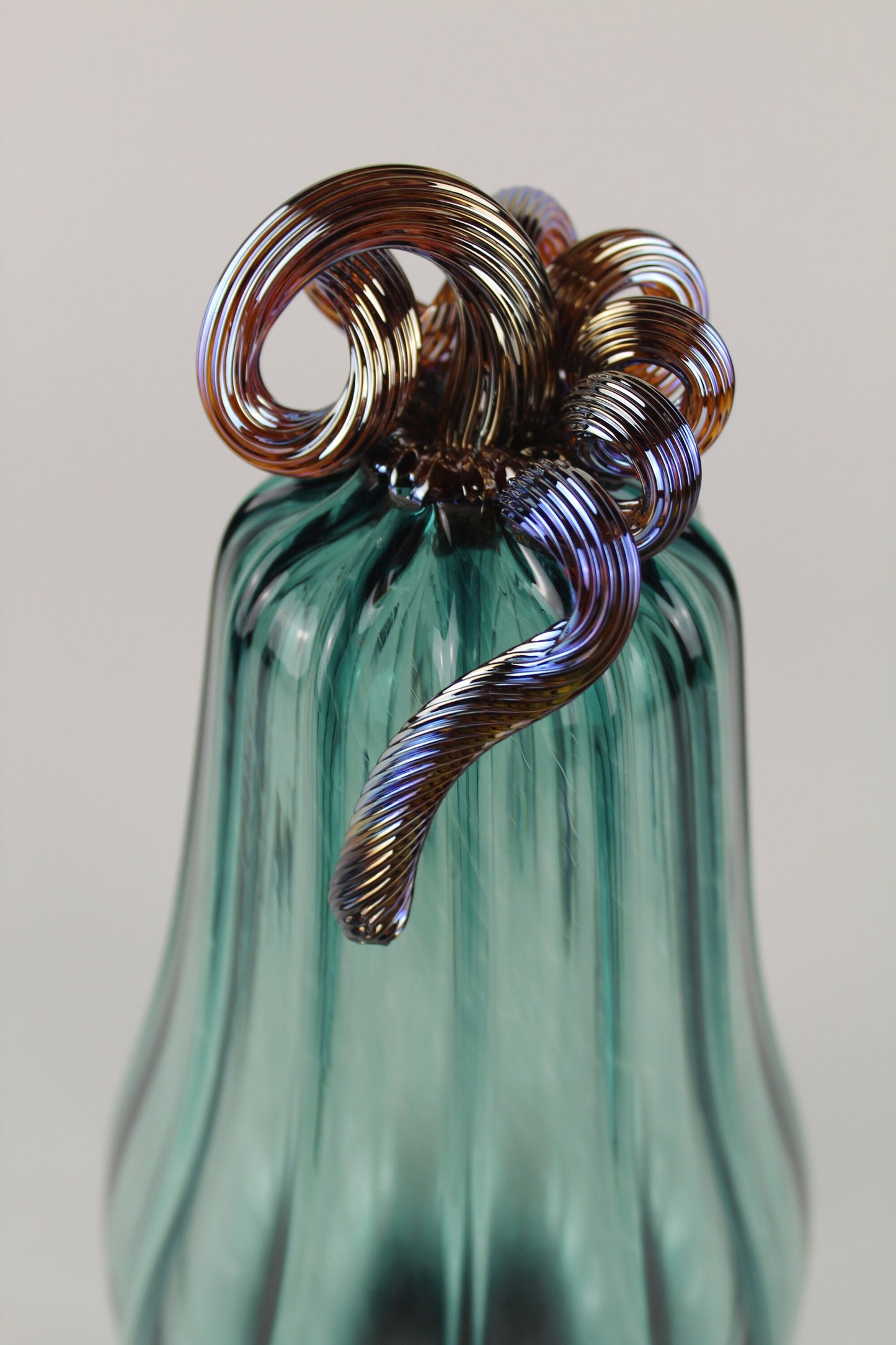 Handblown Green and Silver Decorative Gourd Pumpkin