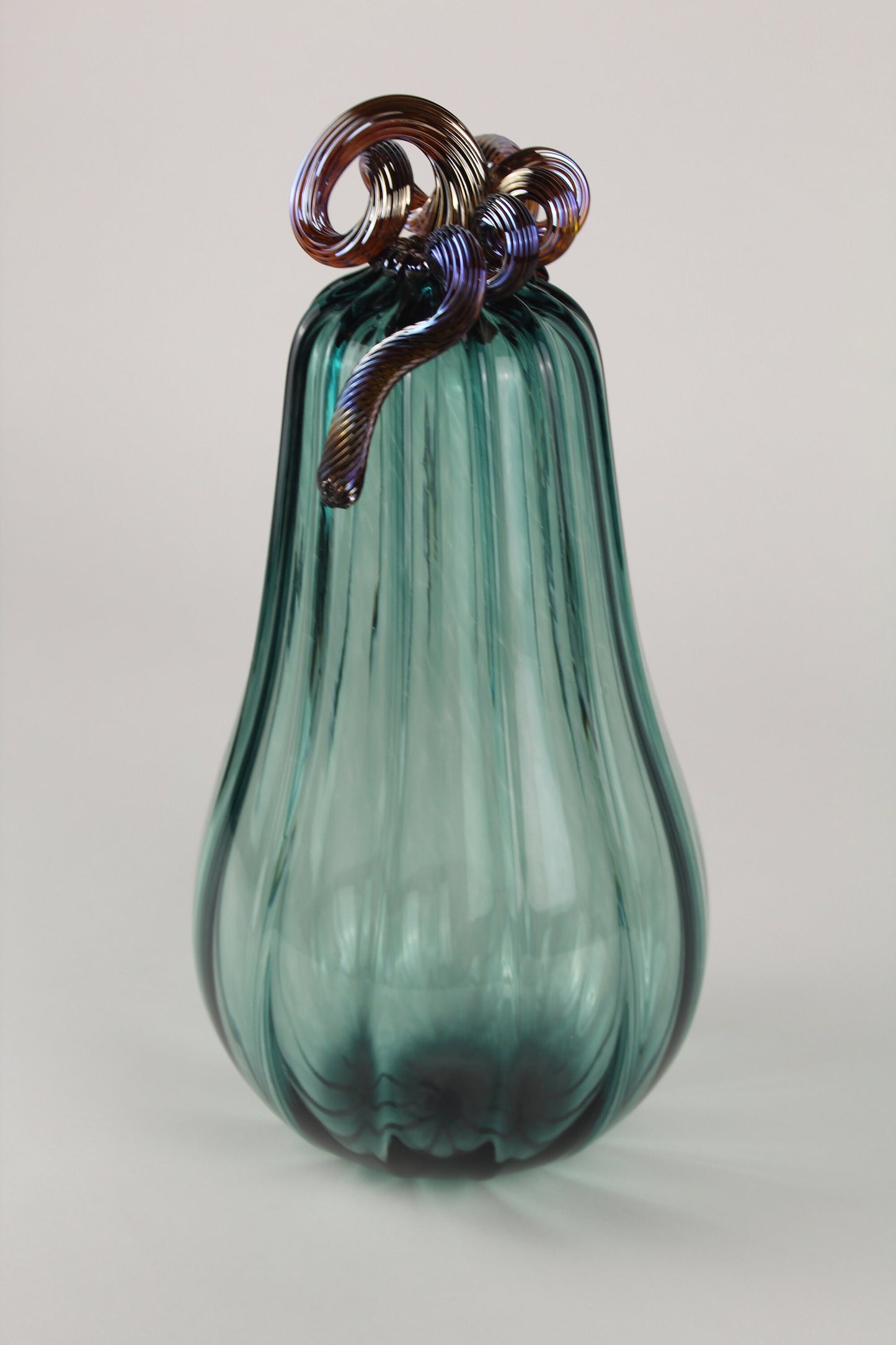 Handblown Green and Silver Decorative Gourd Pumpkin