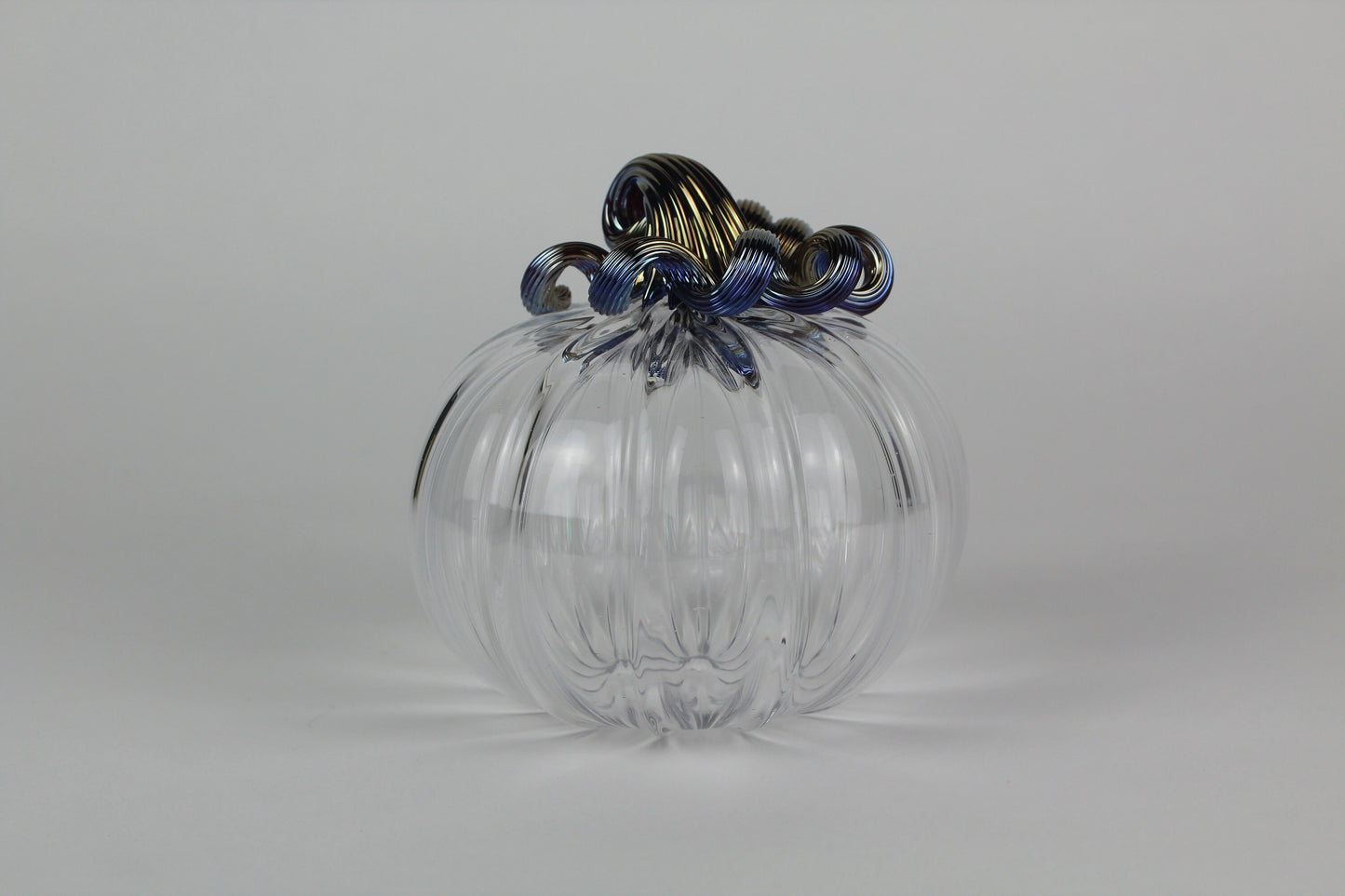 Clear and Gold Handblown Decorative Glass Pumpkin