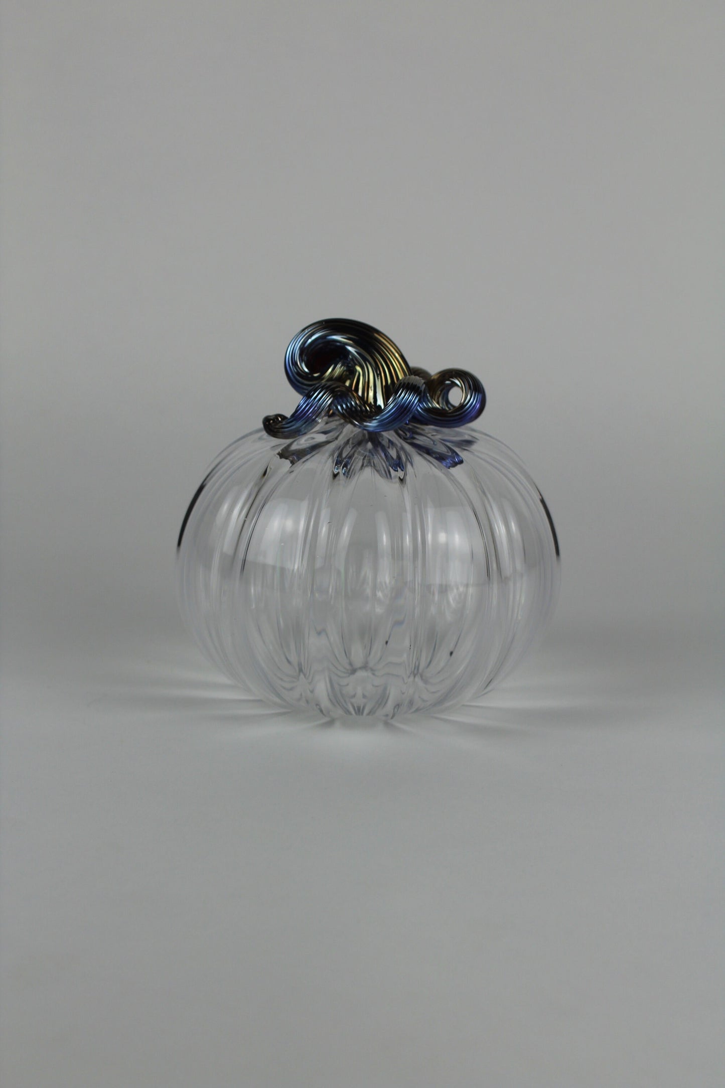 Clear and Gold Handblown Decorative Glass Pumpkin