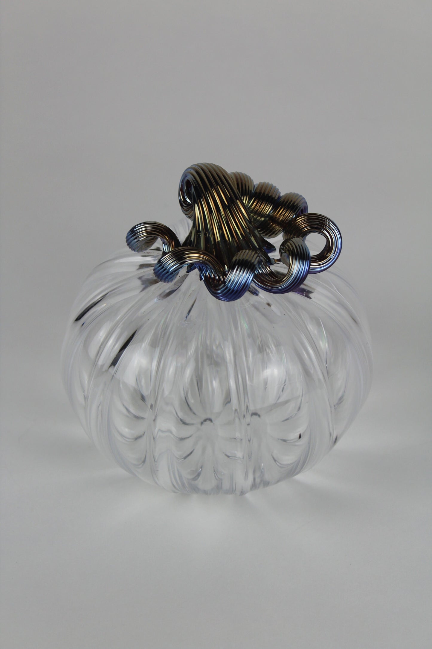 Clear and Gold Handblown Decorative Glass Pumpkin