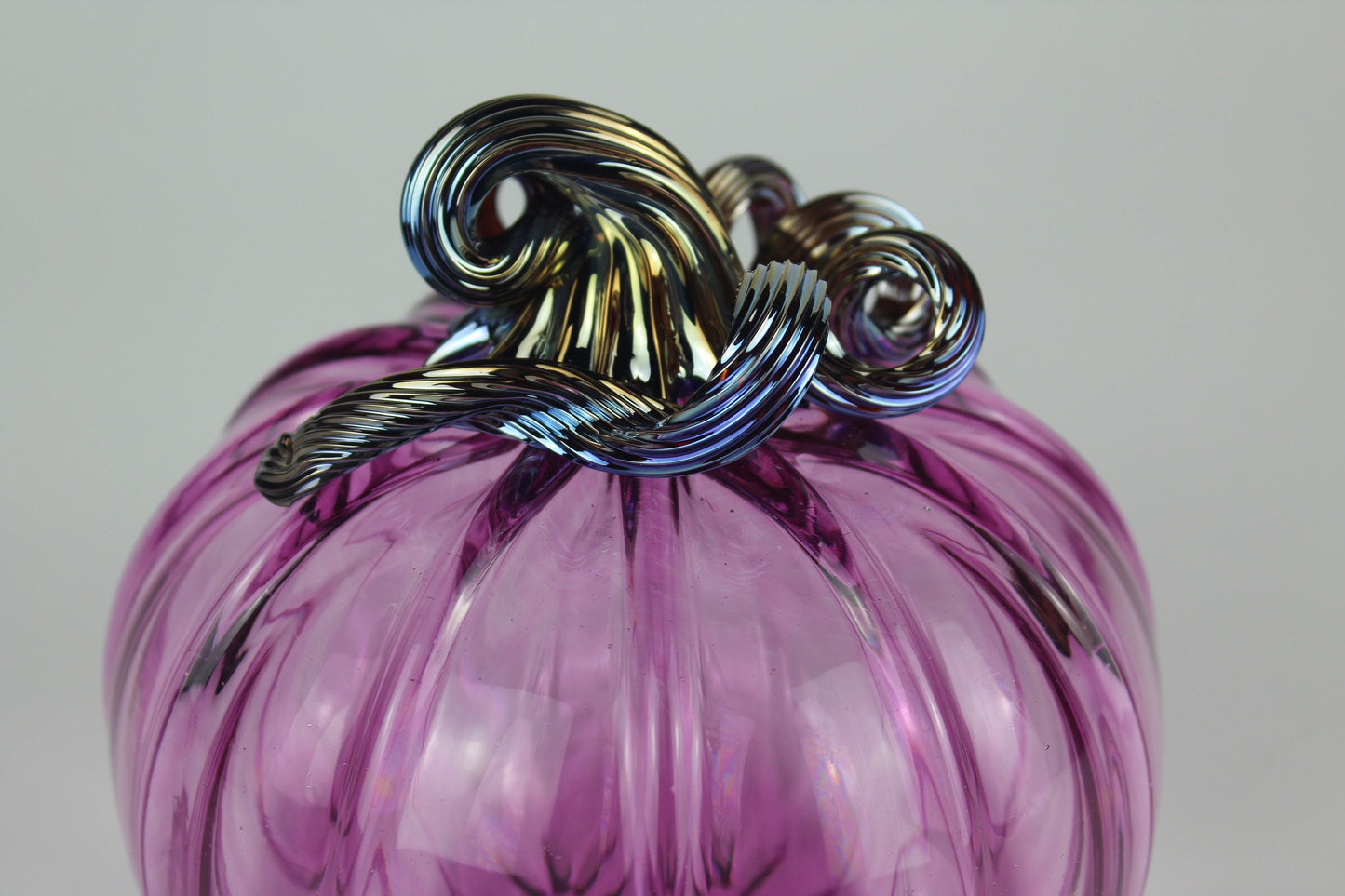 Pink and Gold Handblown Decorative Glass Pumpkin