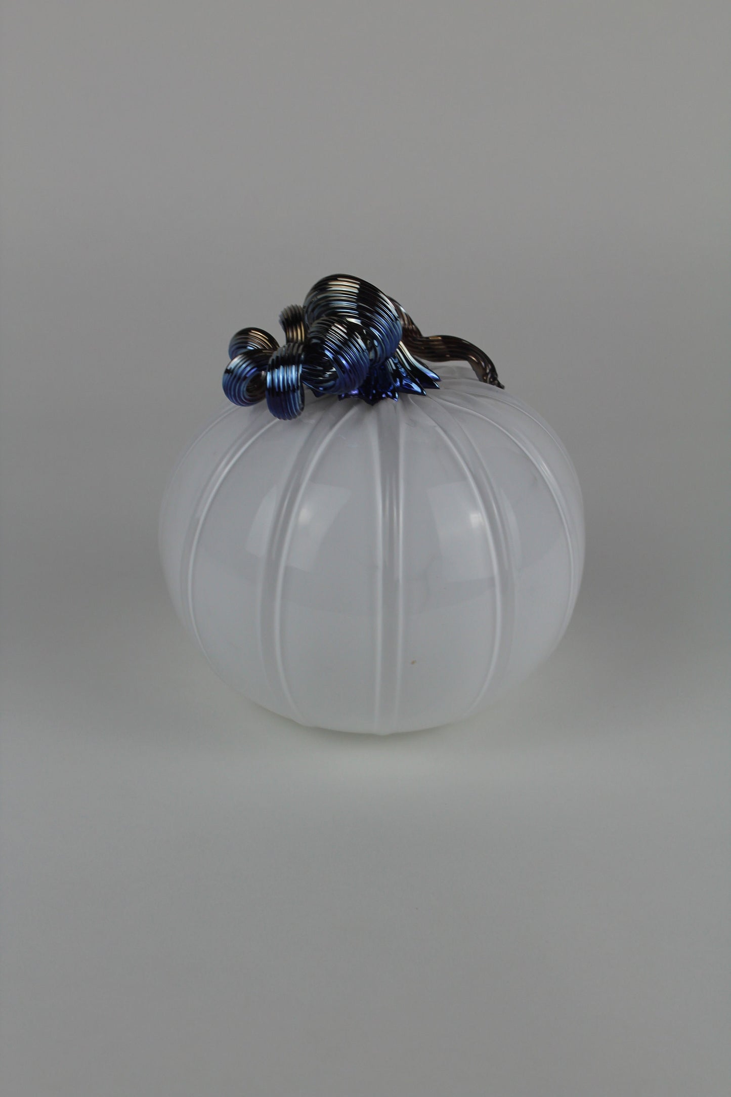White and Gold Handblown Decorative Glass Pumpkin