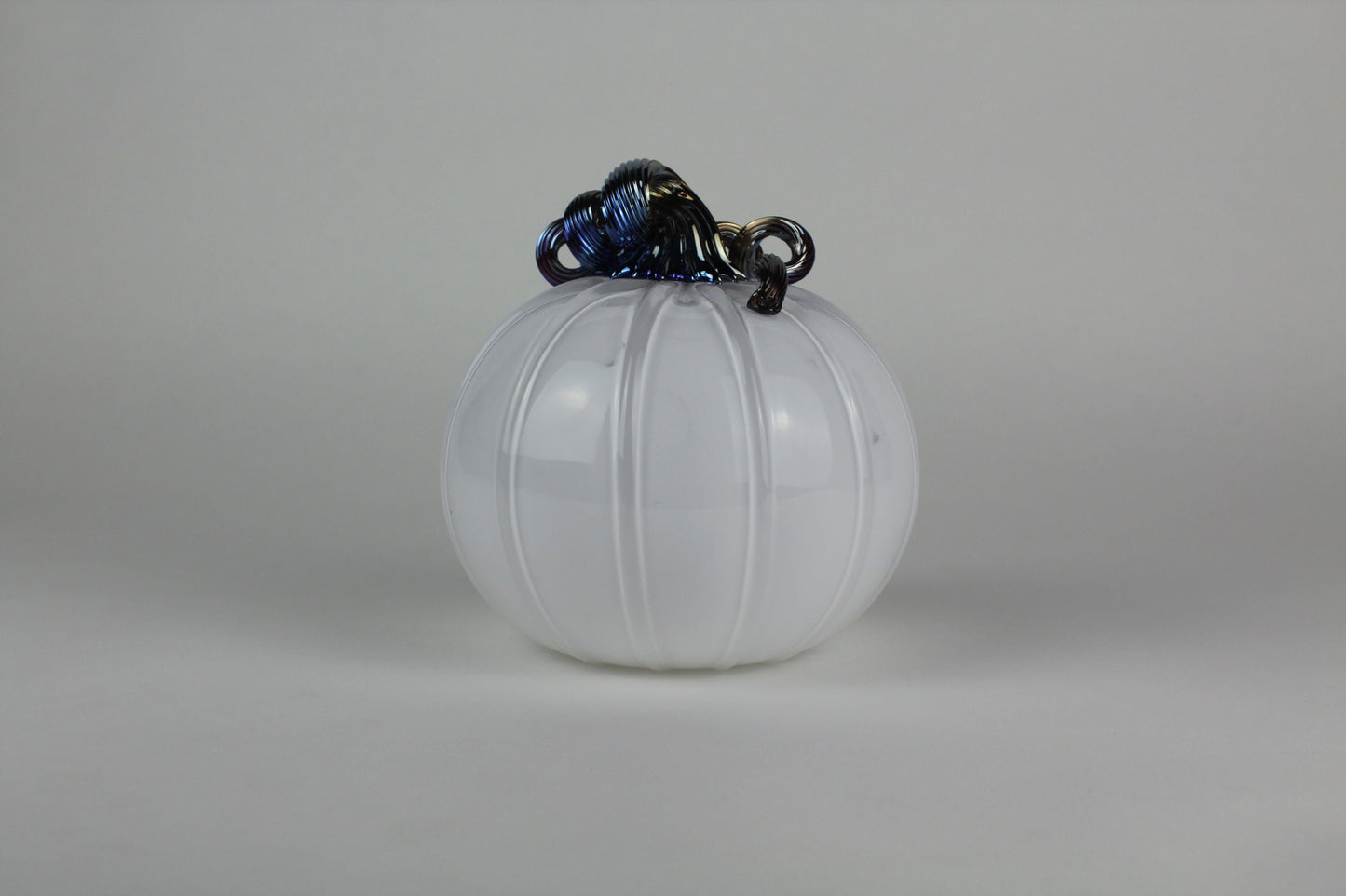 White and Gold Handblown Decorative Glass Pumpkin