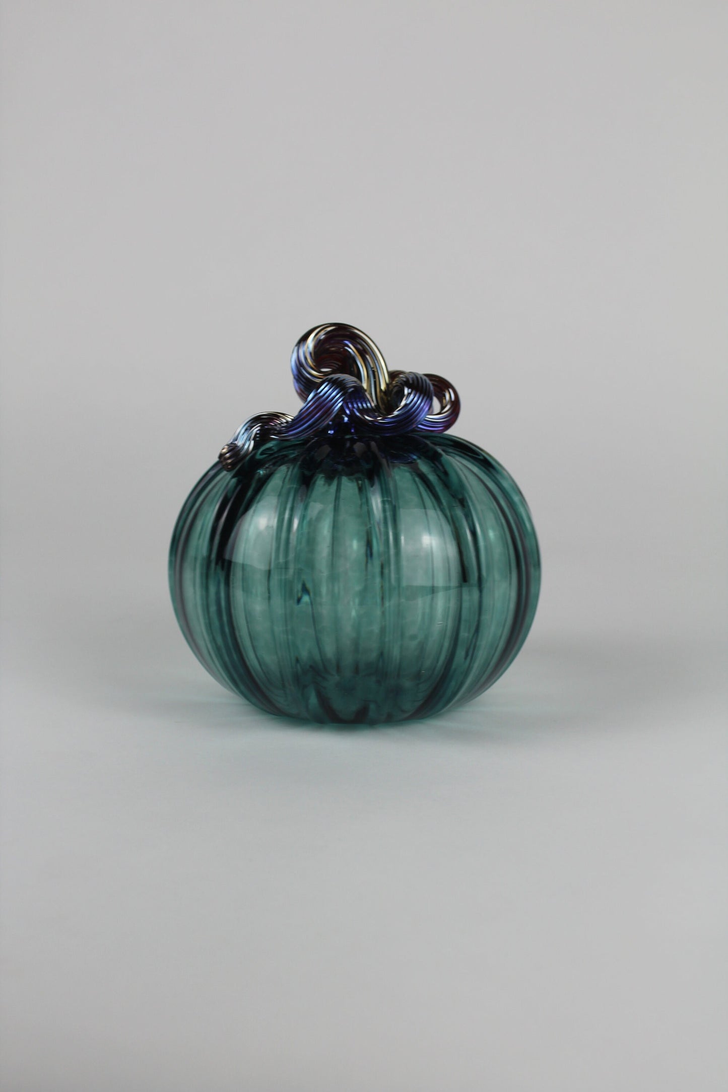 Pine Green and Gold Handblown Decorative Glass Pumpkin