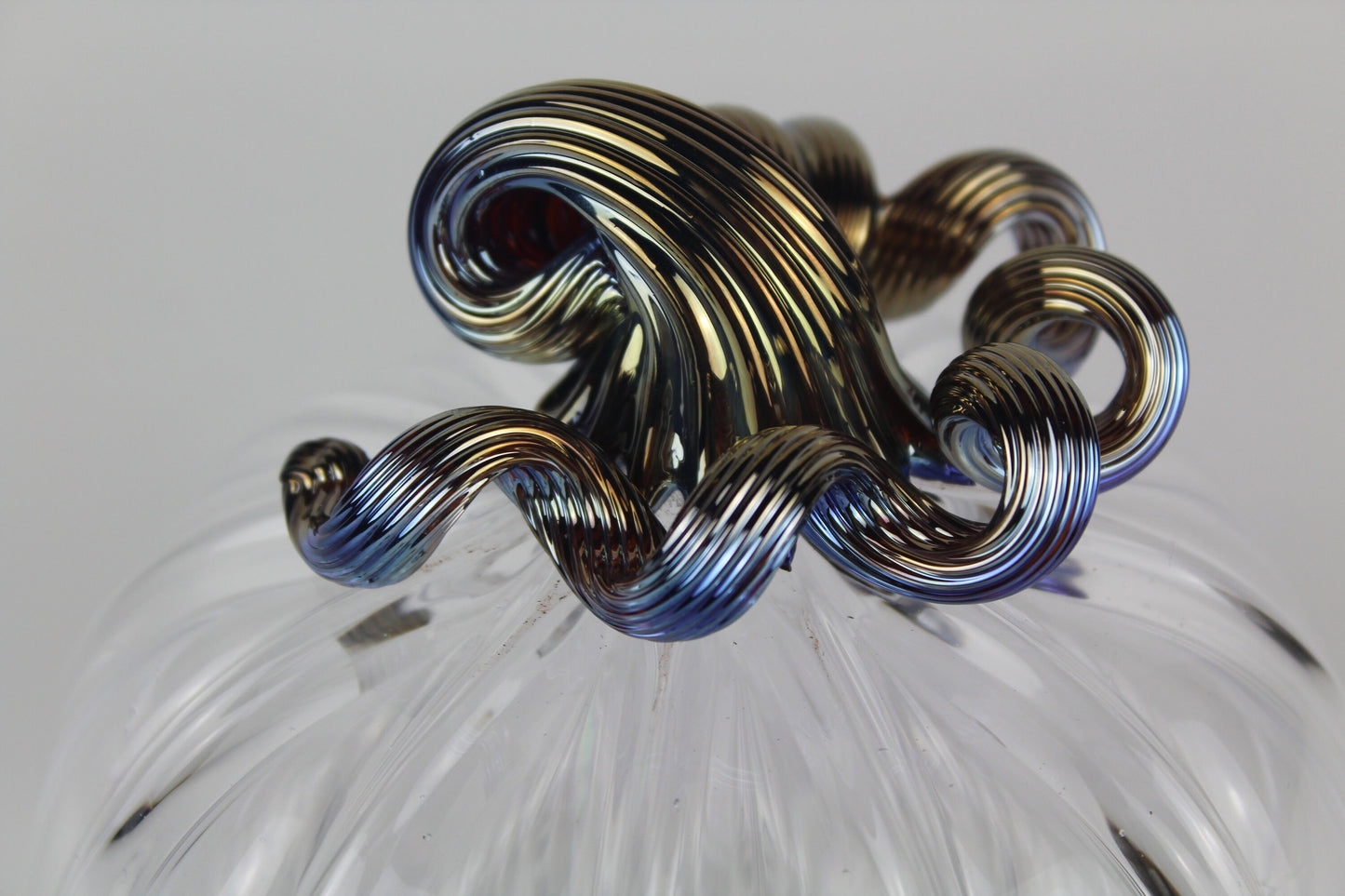 Clear and Gold Handblown Decorative Glass Pumpkin