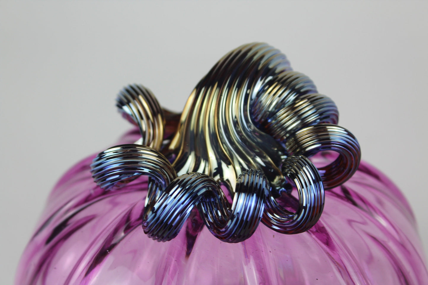 Pink and Gold Handblown Decorative Glass Pumpkin