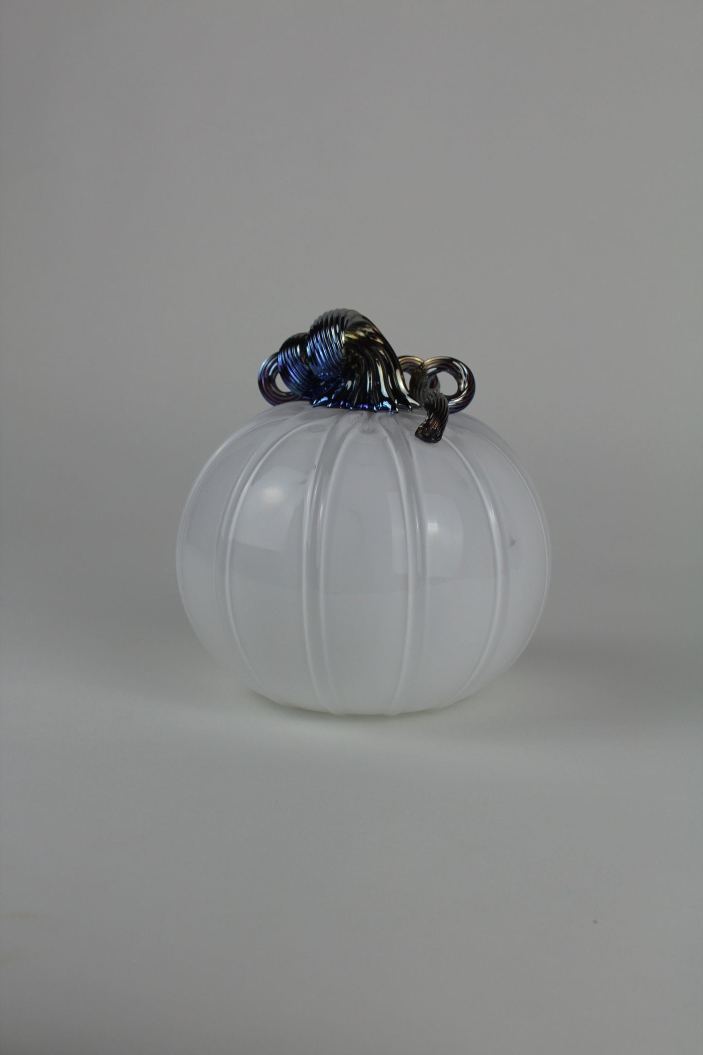 White and Gold Handblown Decorative Glass Pumpkin